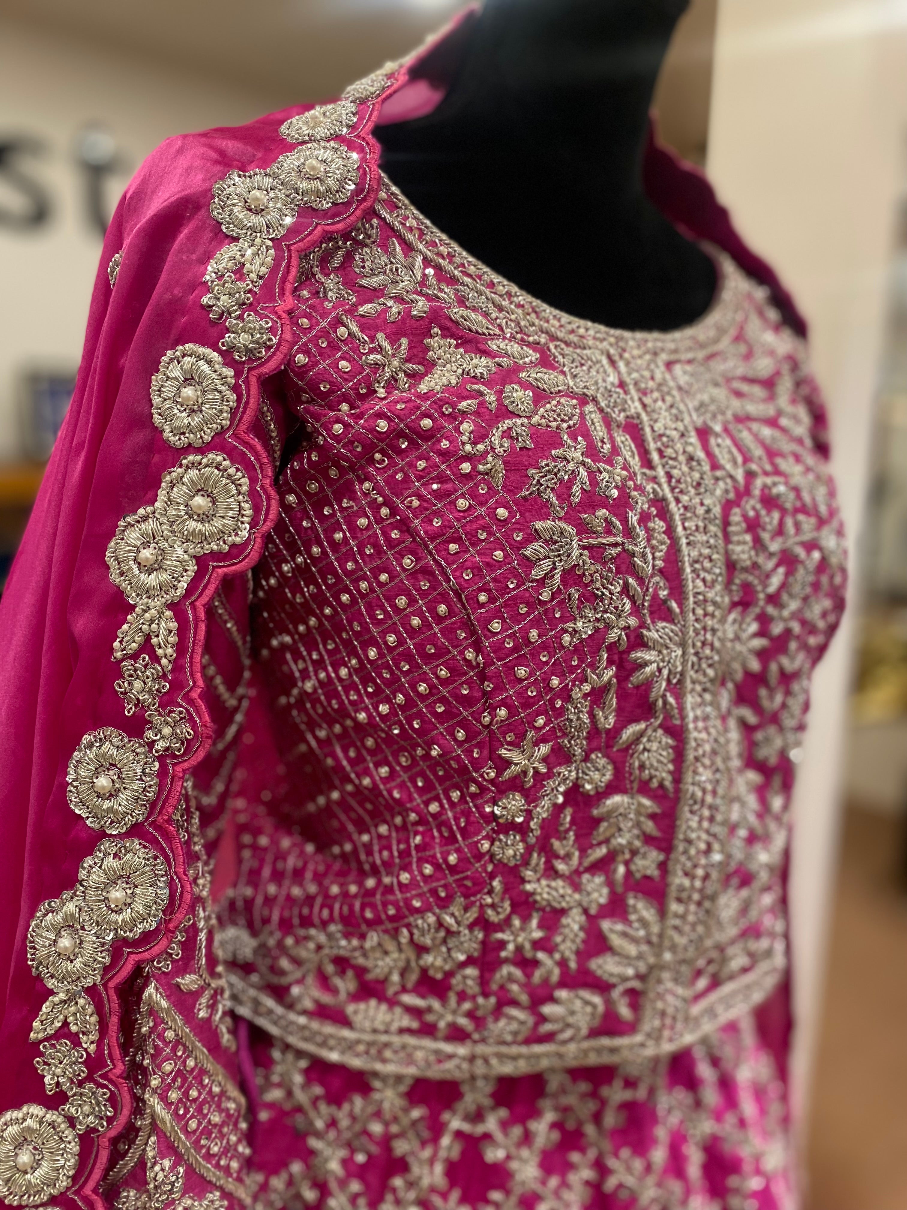 Handembroidered pink lehanga