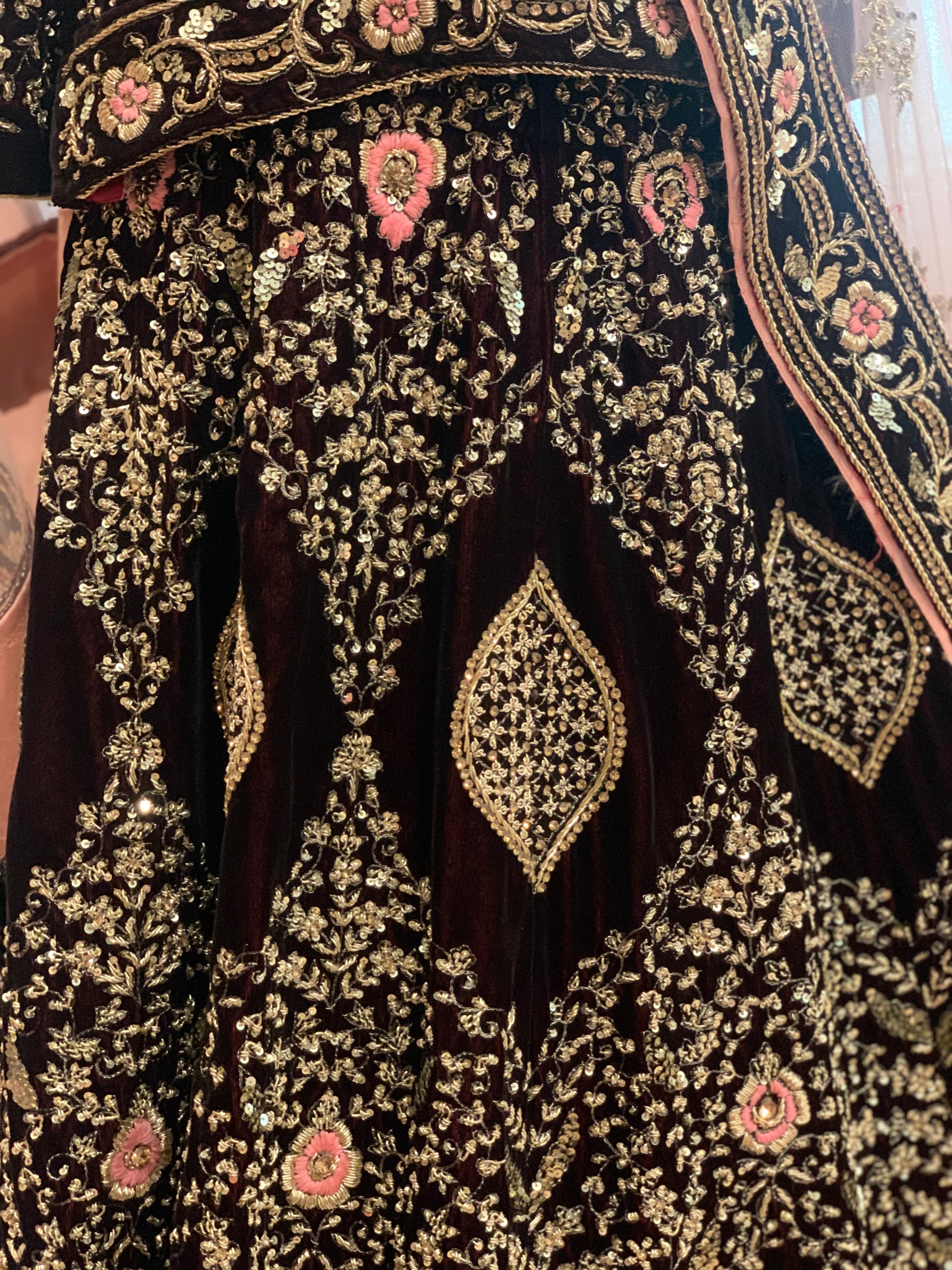 Hand embroidered Bridal Lehanga - Pastau