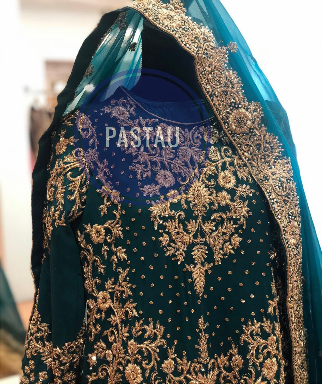 Hand embroidered Bridal ensemble - Pastau