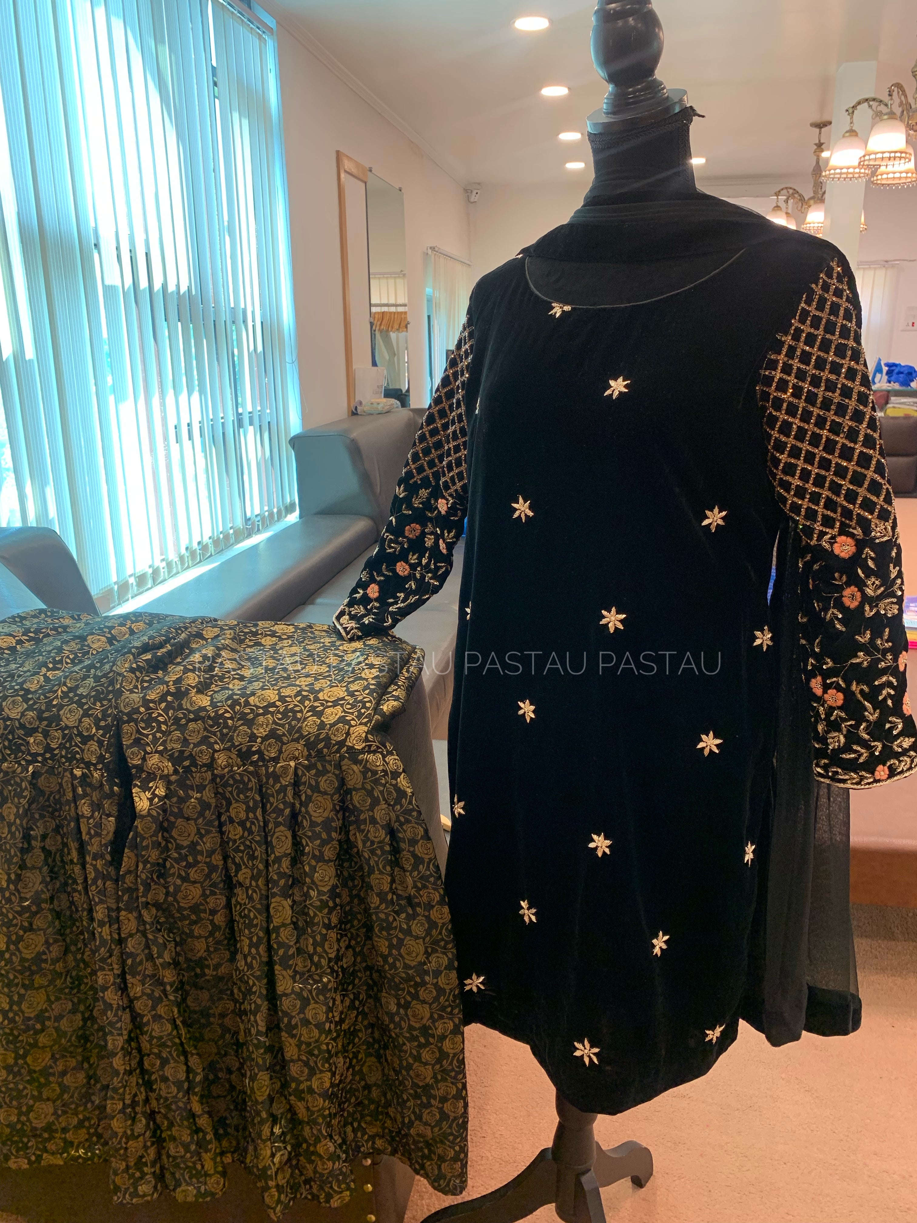 Hand embroidered 3pc Gharara dress stitched