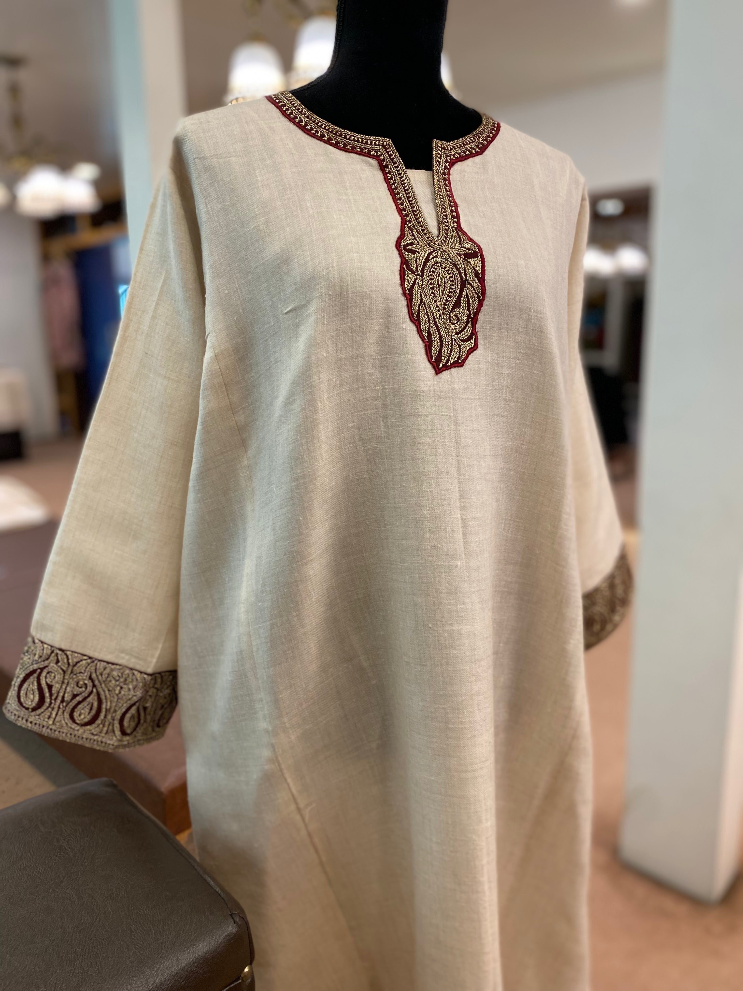 Pure pashmina blend pheran with Hand tilla PWB157