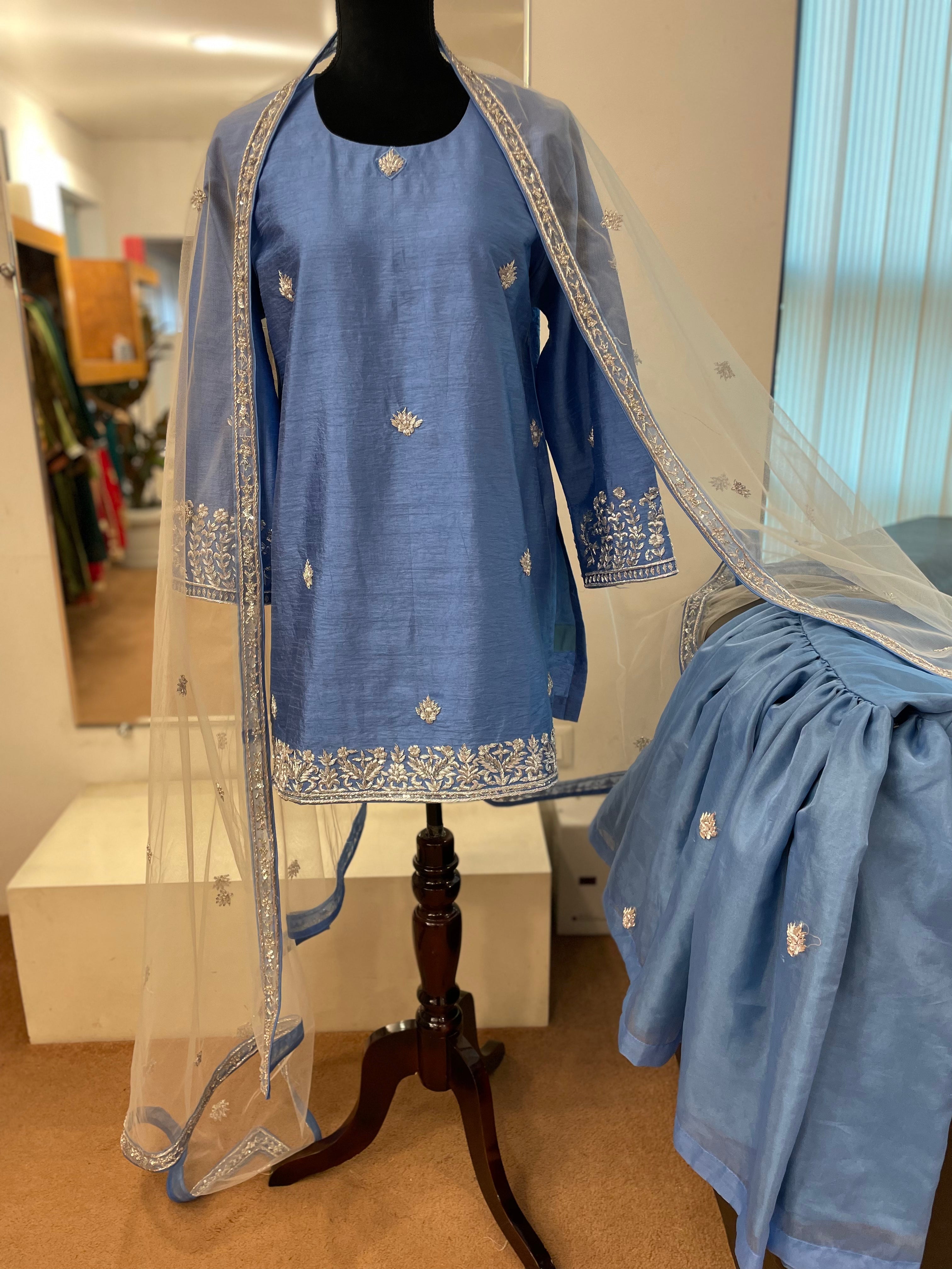 Embroidered gharara dress