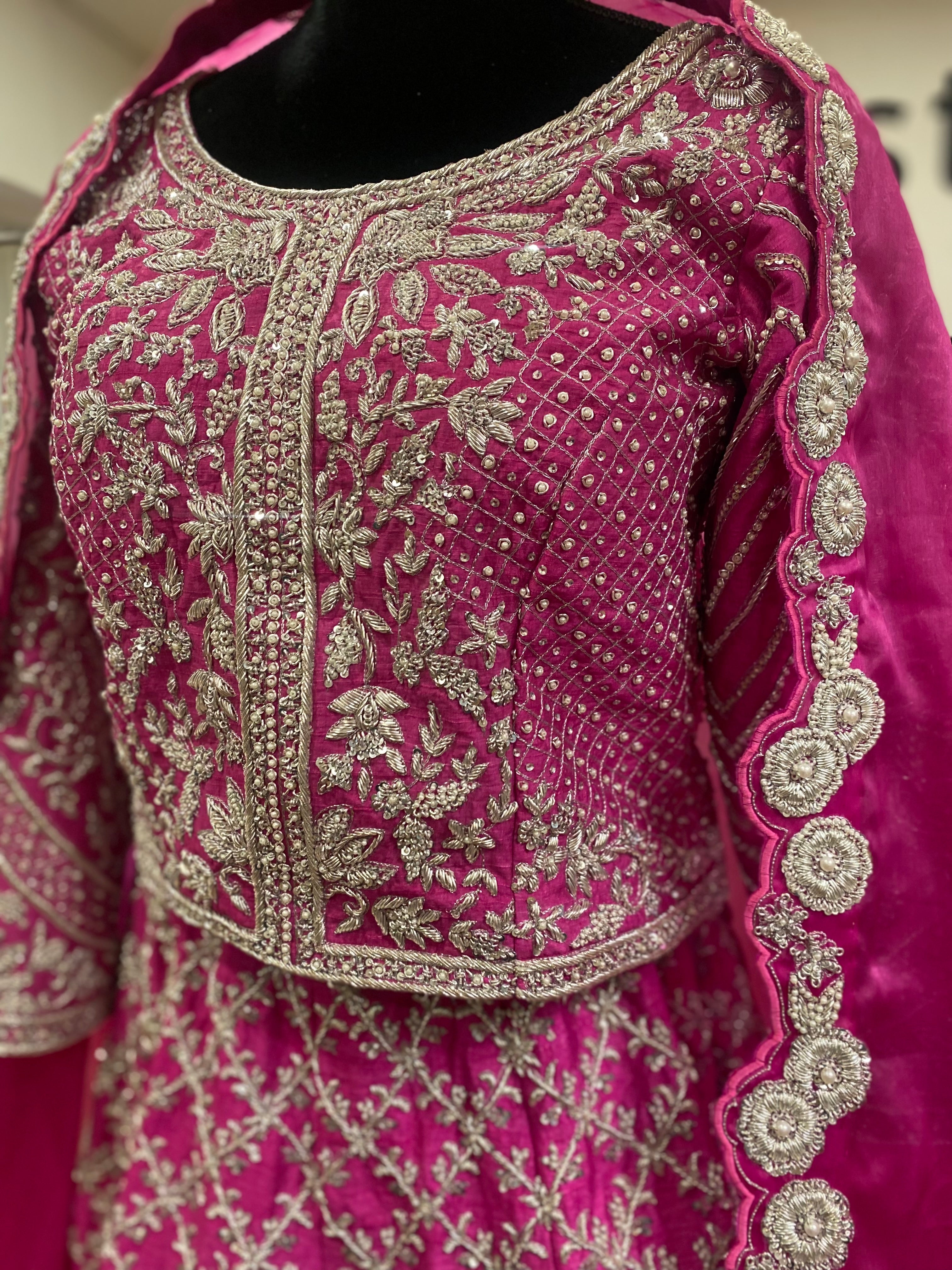 Handembroidered pink lehanga