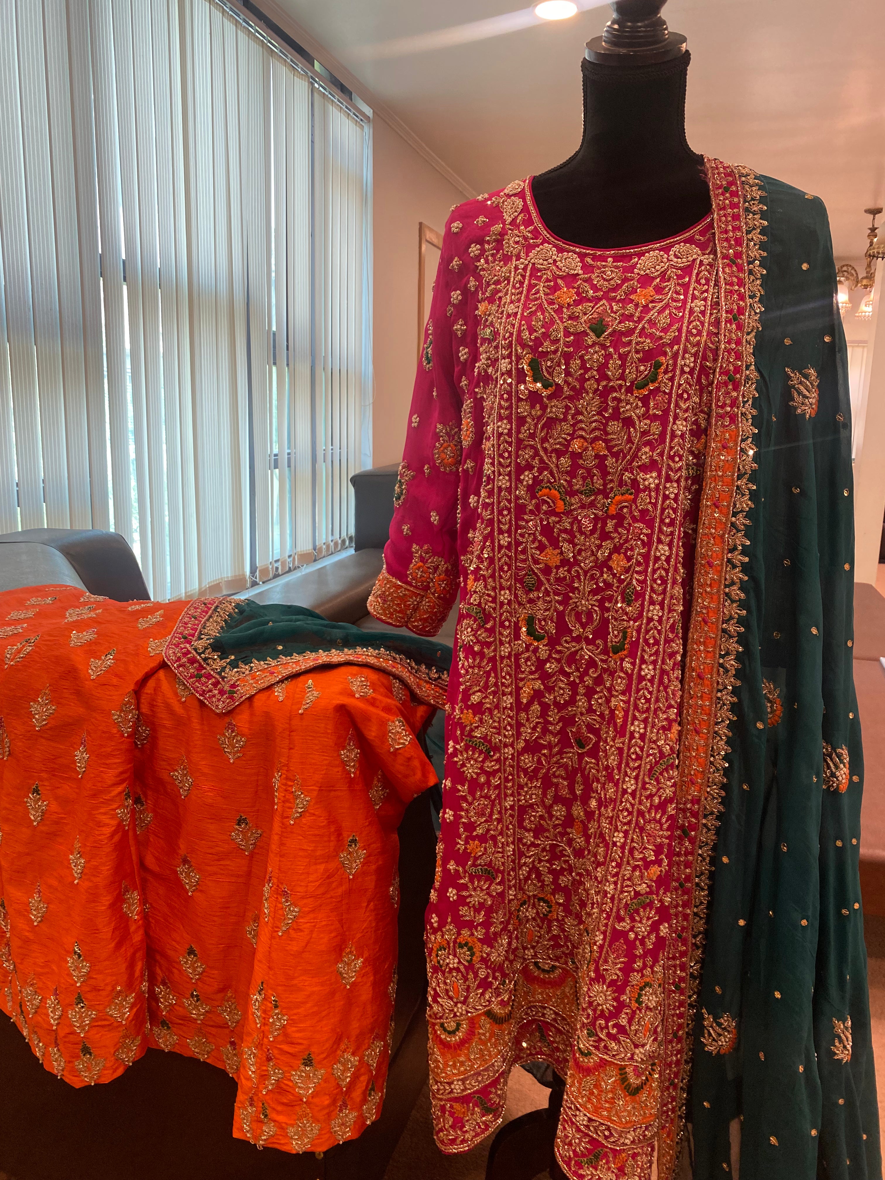 Handembroidered sharara dress