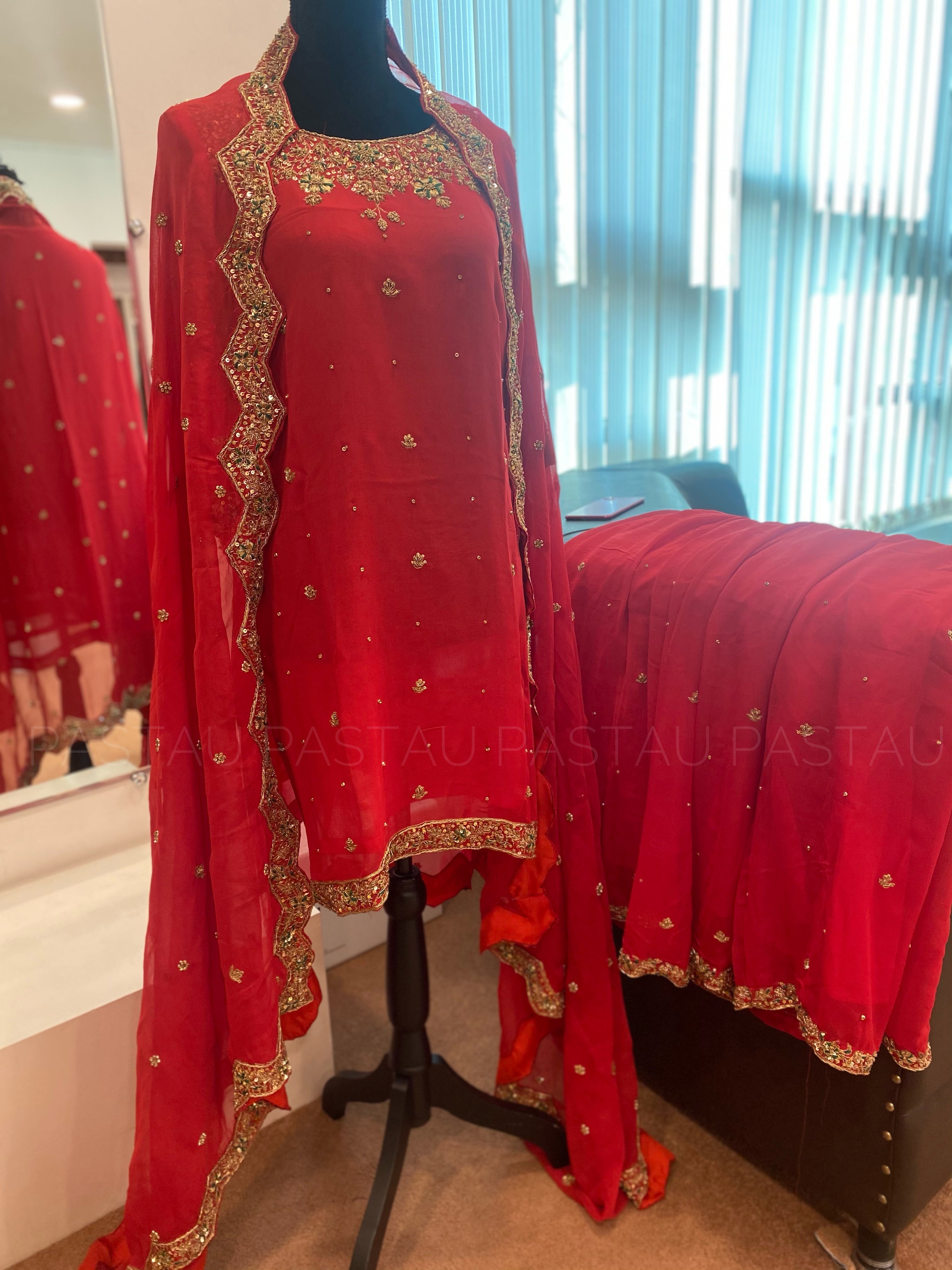 Handembroidered Sharara Dress stitched
