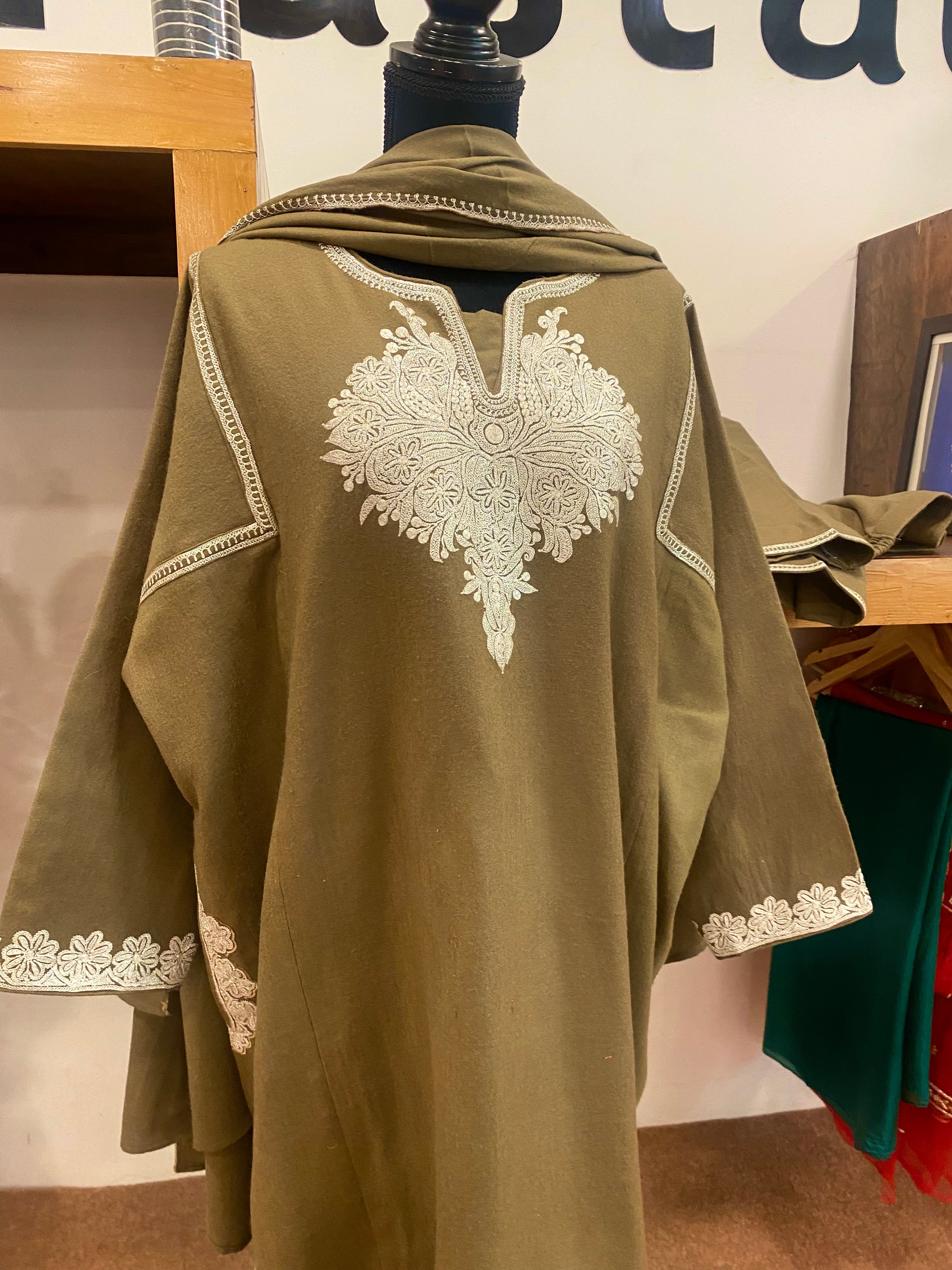 Pure pashmina and pure wool blend pheran set 3pc stitched