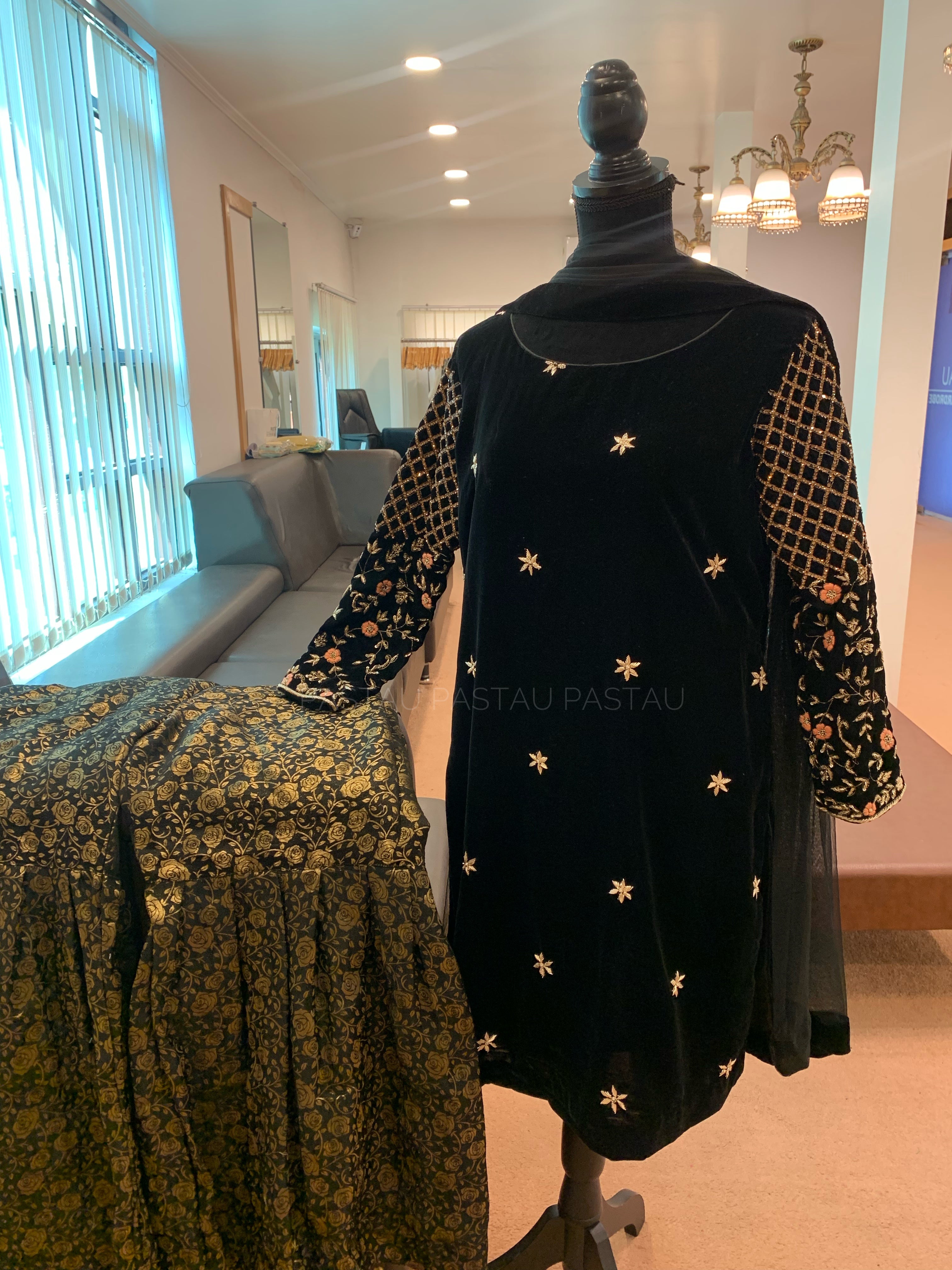 Hand embroidered 3pc Gharara dress stitched