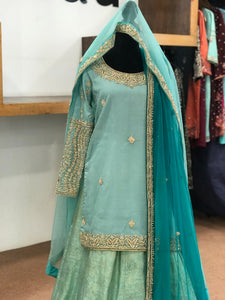 Handembroidered Dress with double Duppata