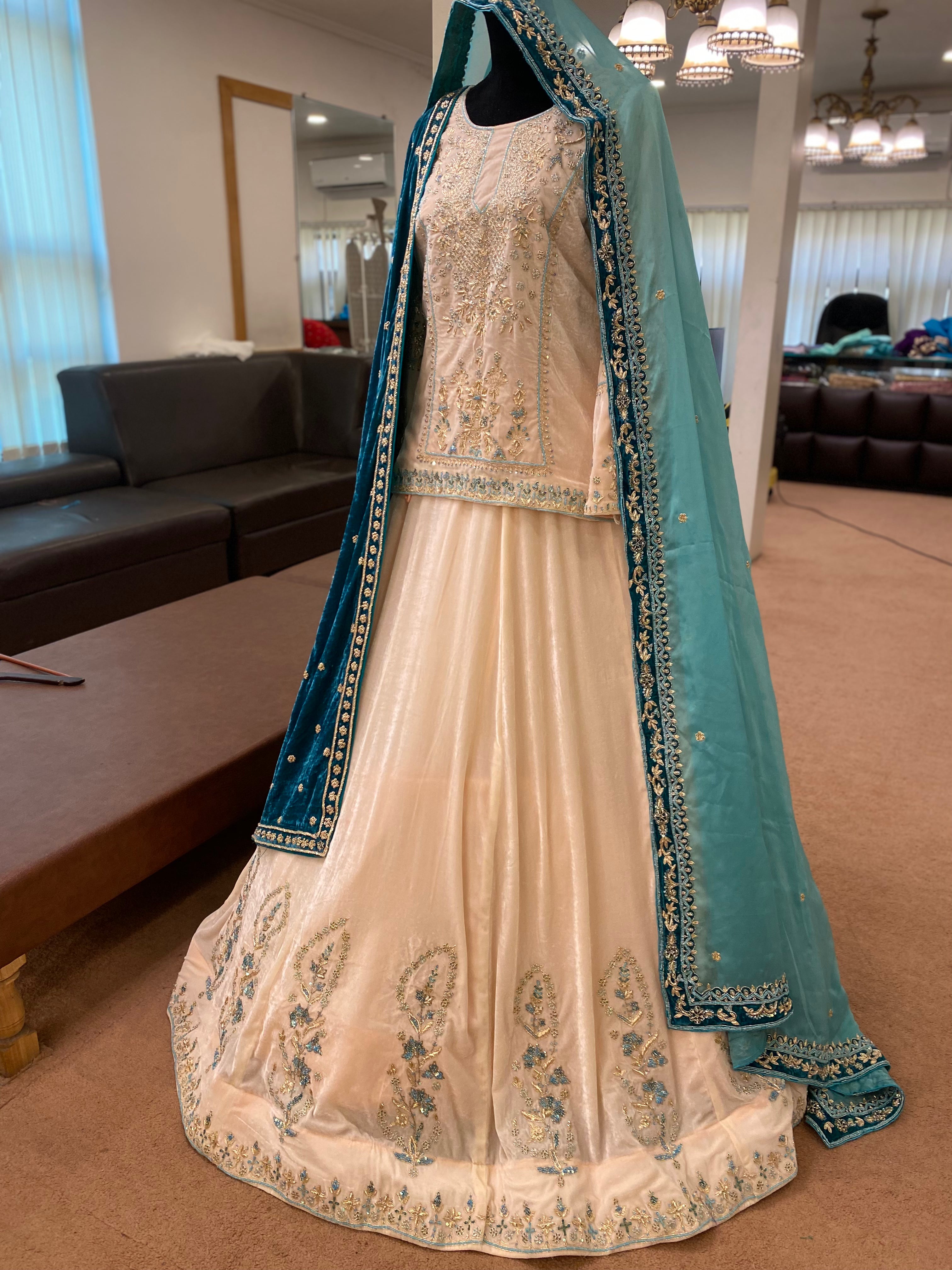 Hand embroidered bridal lehanga