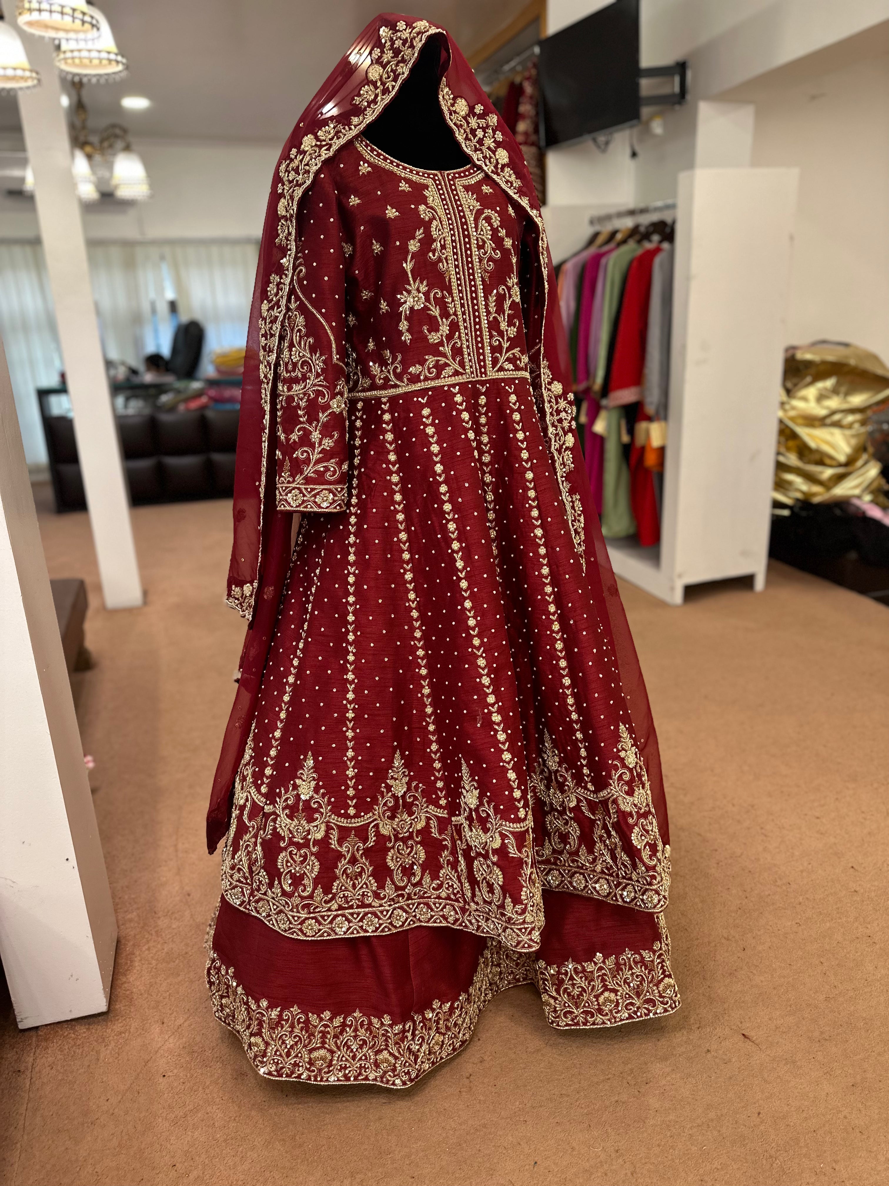 Hand embroidered bridal dress