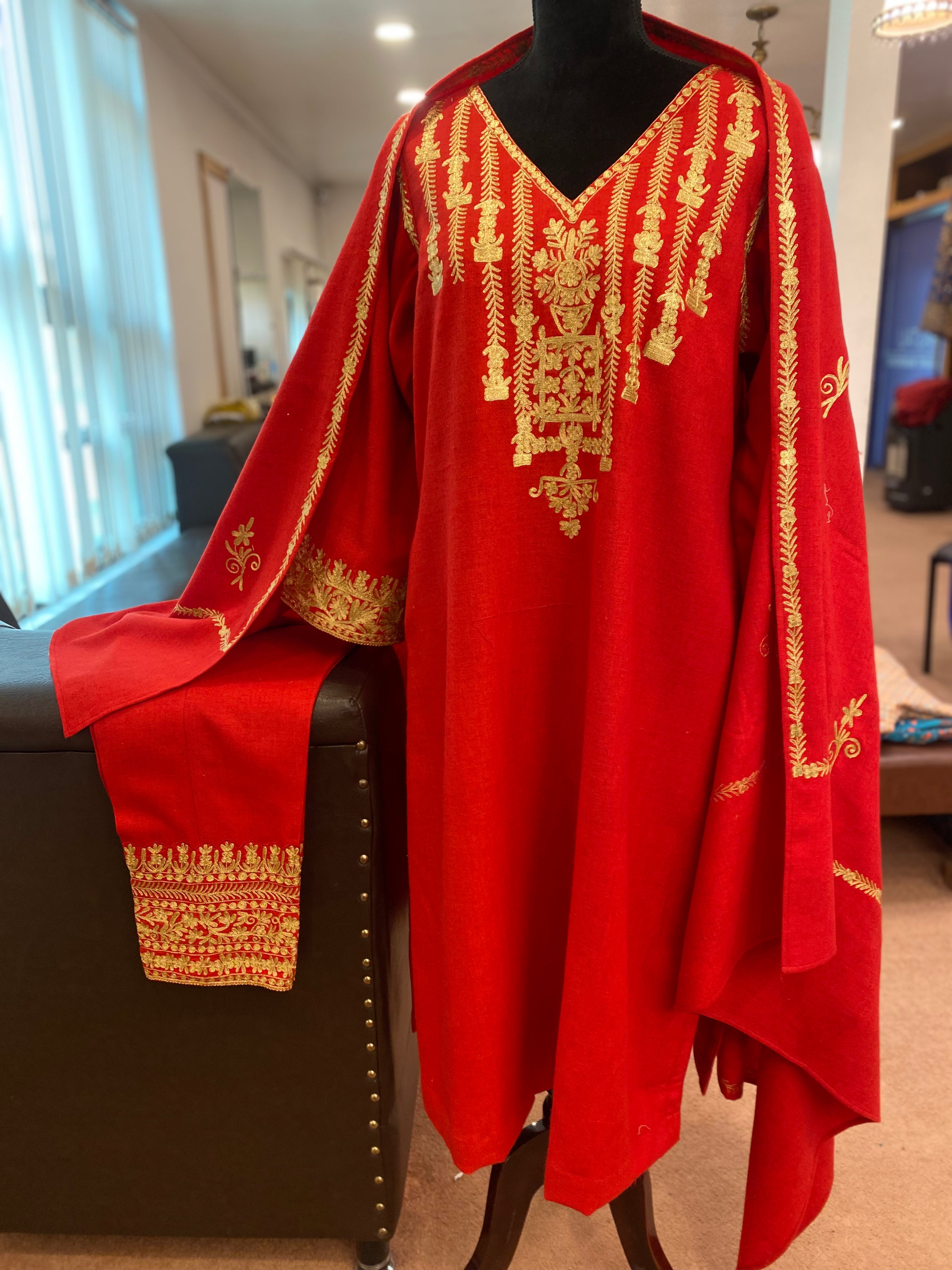 Raw merino wool kurta set 3pc pbks254