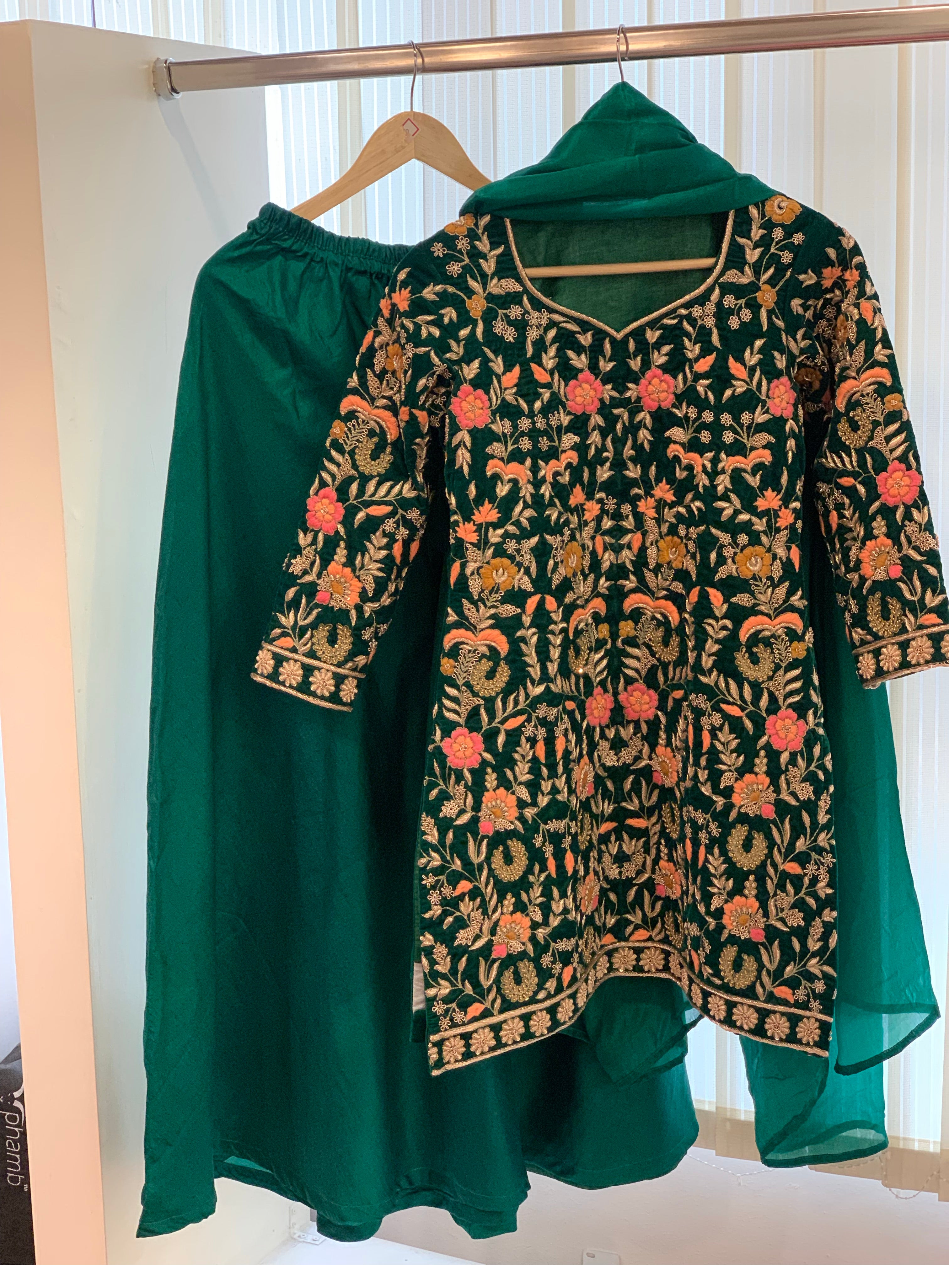 Hand embroidered sharara dress