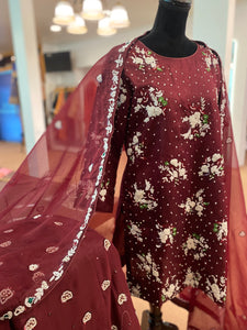 Handembroidered Sharara Dress 3pc stitched