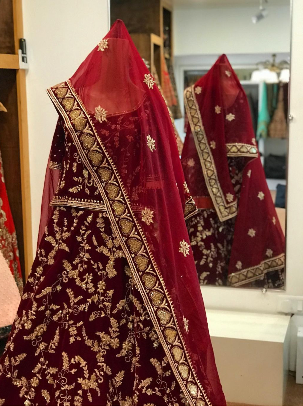 Maroon Velvet Lehanga - Pastau