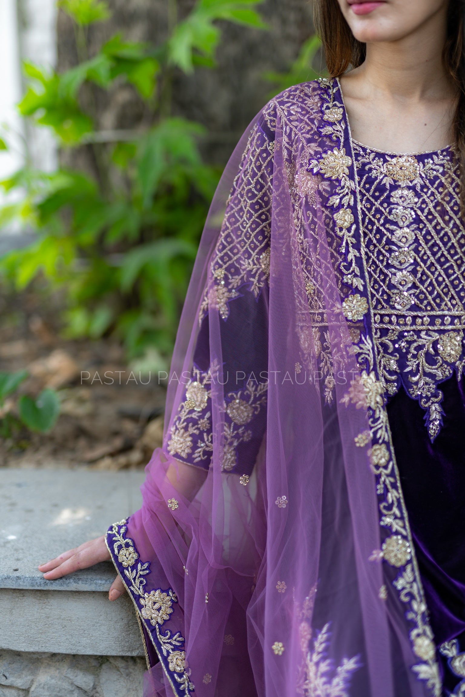 Hand embroidered 3pc suit stitched