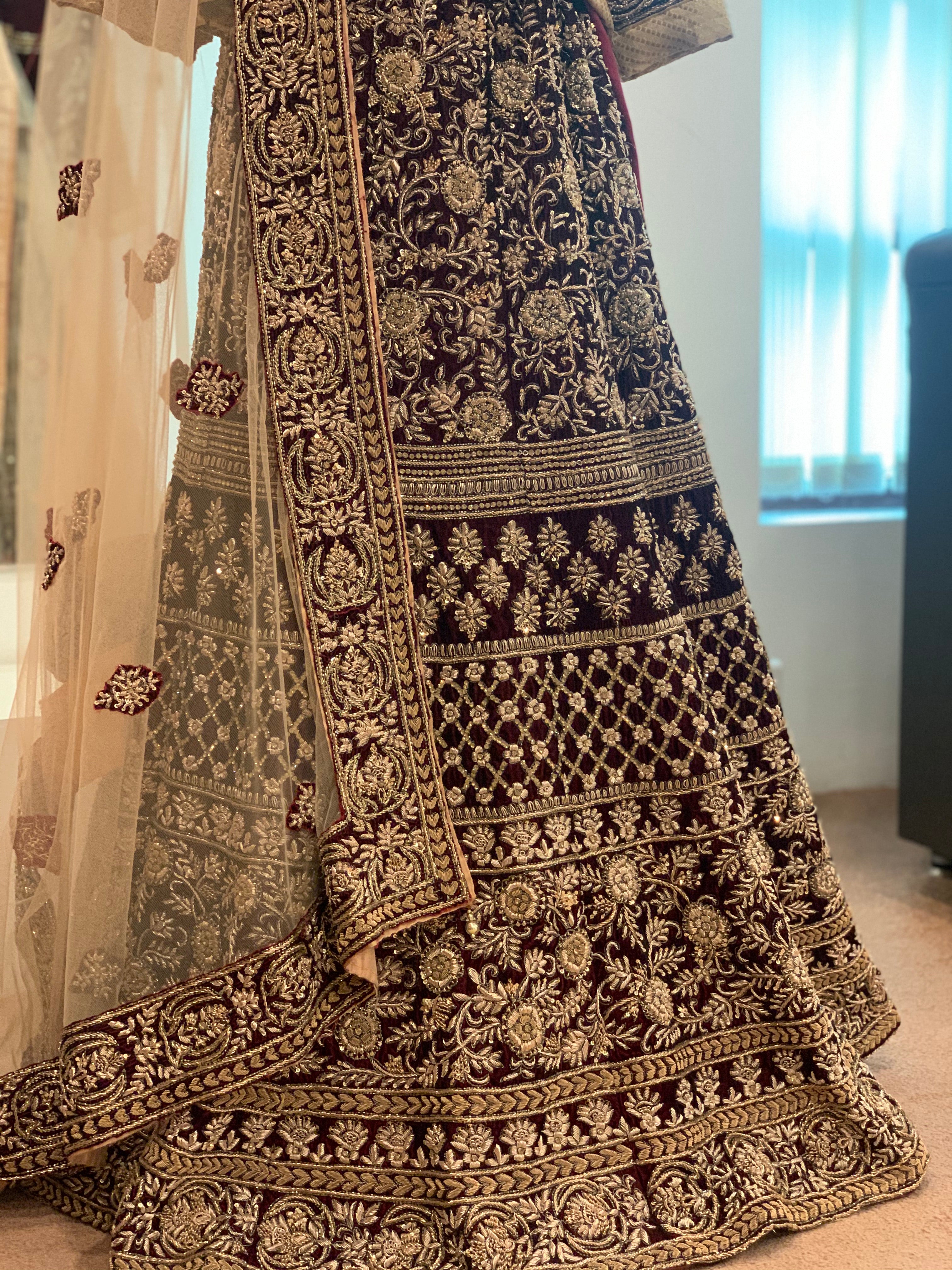 Hand embroidered Bridal Lehanga - Pastau