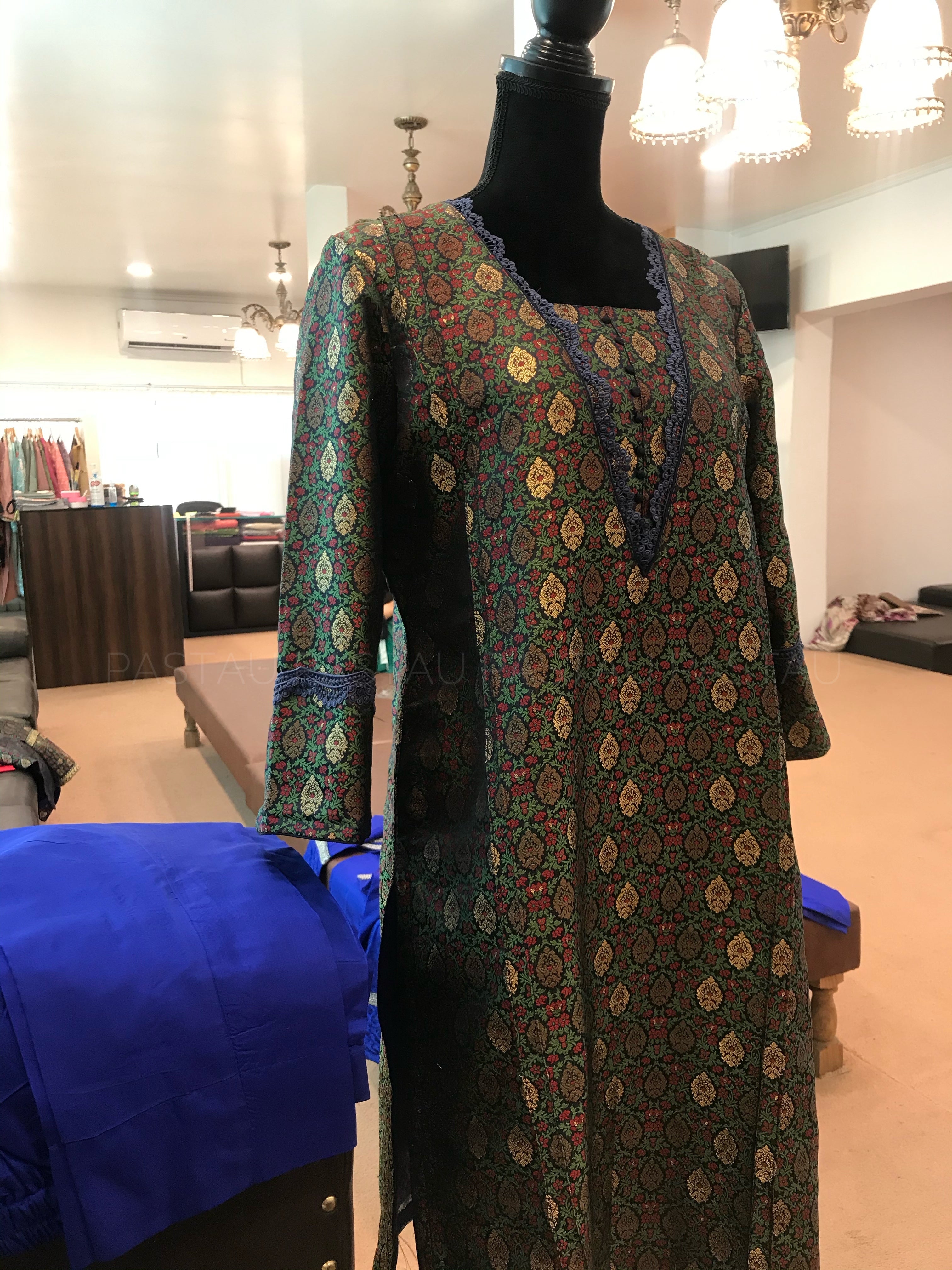 Kimkhab Shirt paired with pure silk pants
