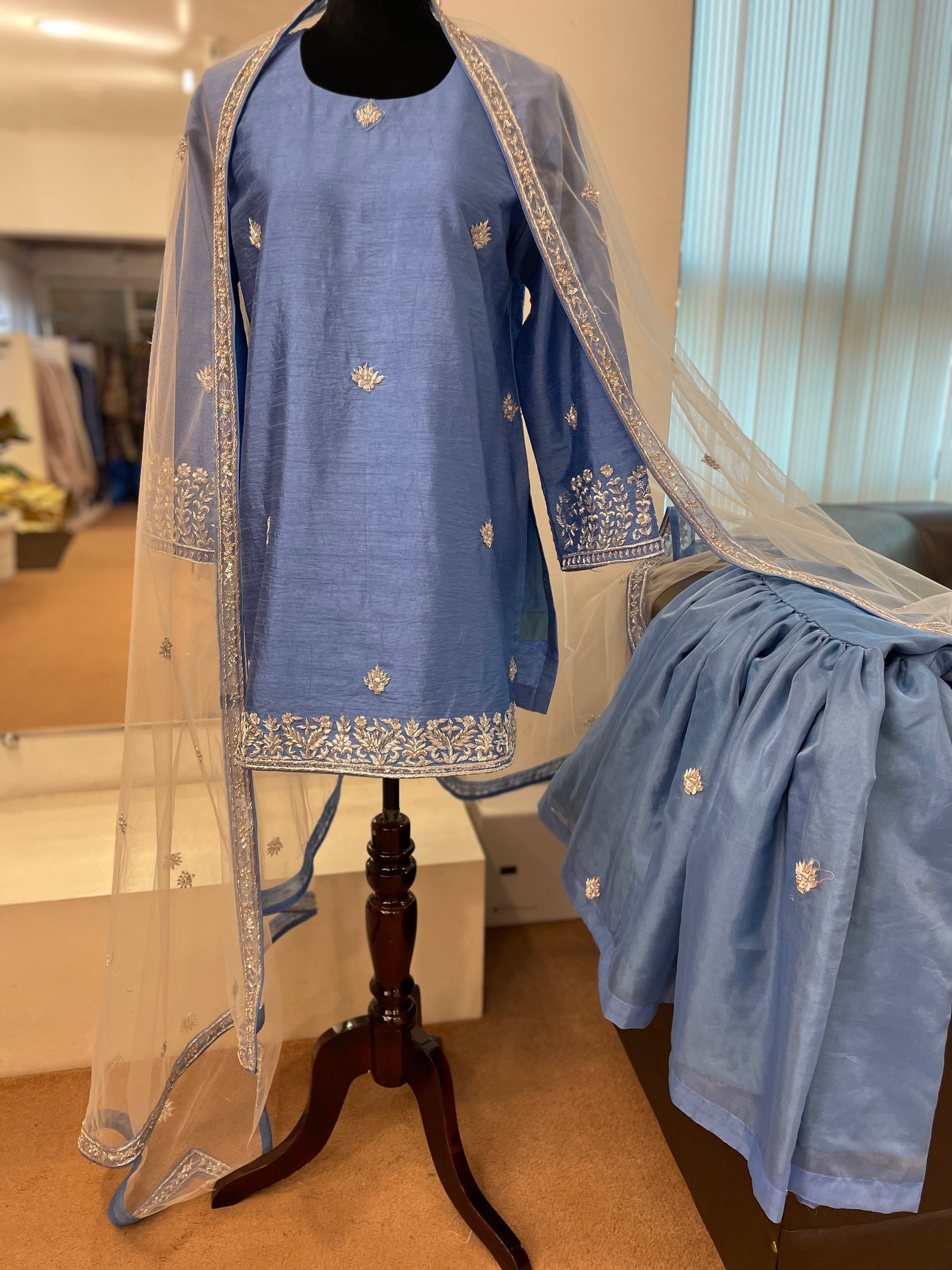 Embroidered gharara dress