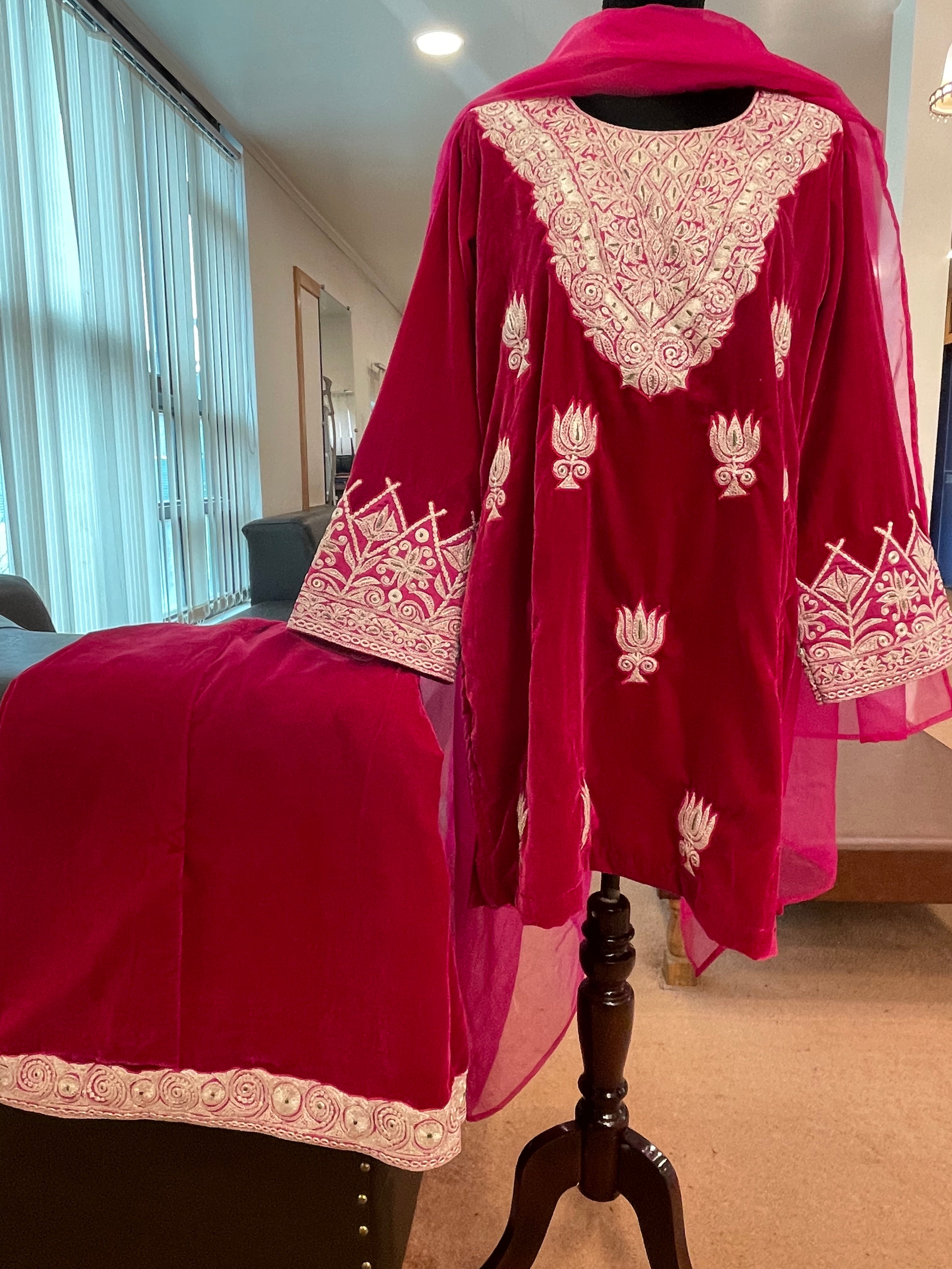 Velvet 3 piece sharara set