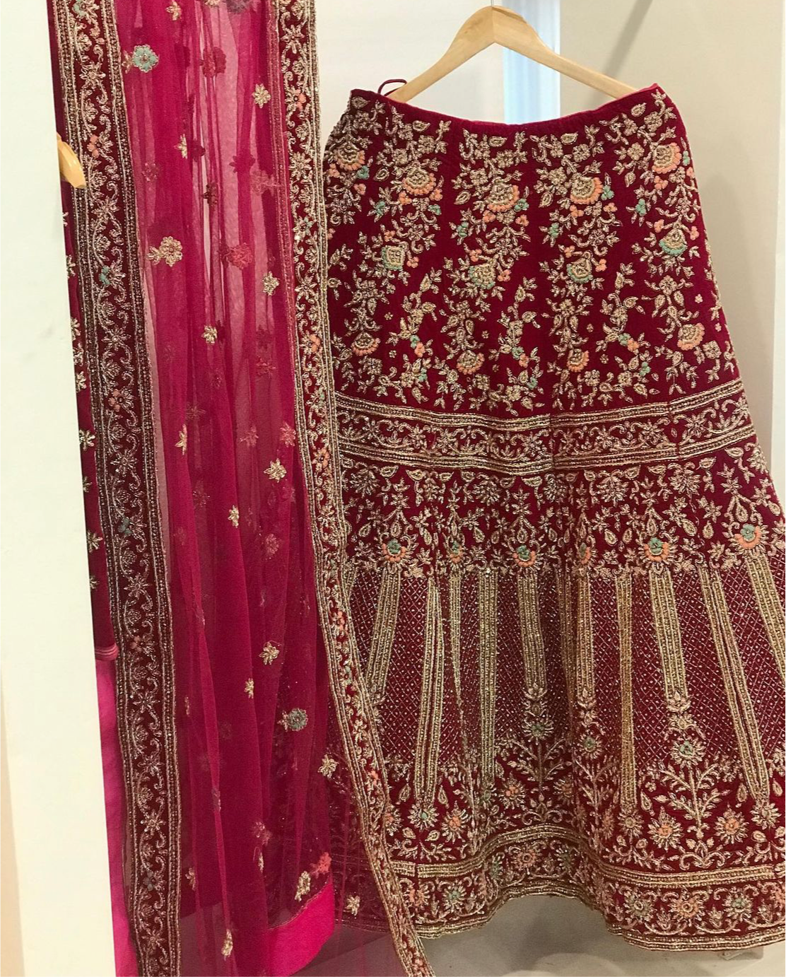 Hand embroidered Bridal Lehanga - Pastau