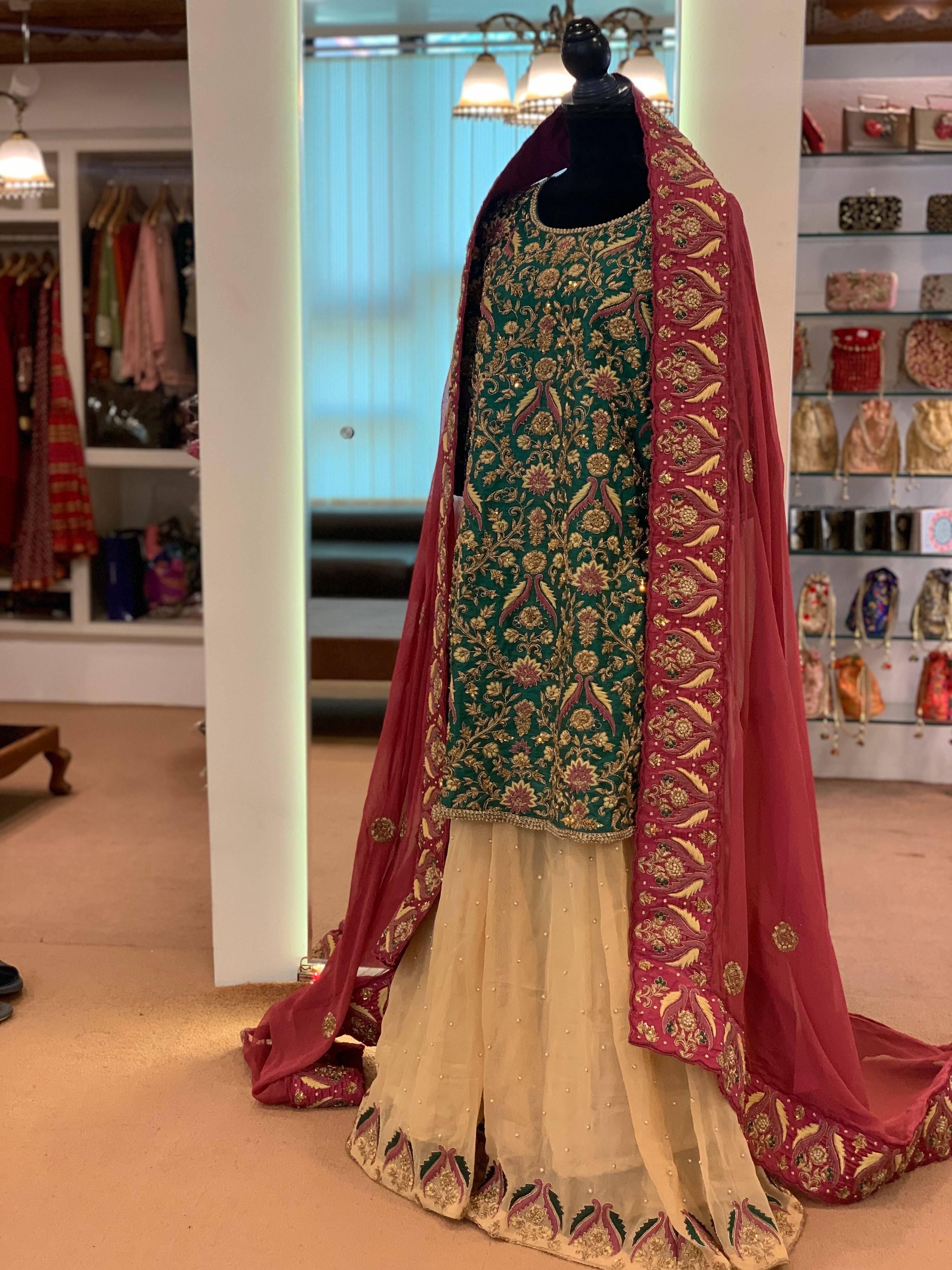 Handembroidered sharara dress