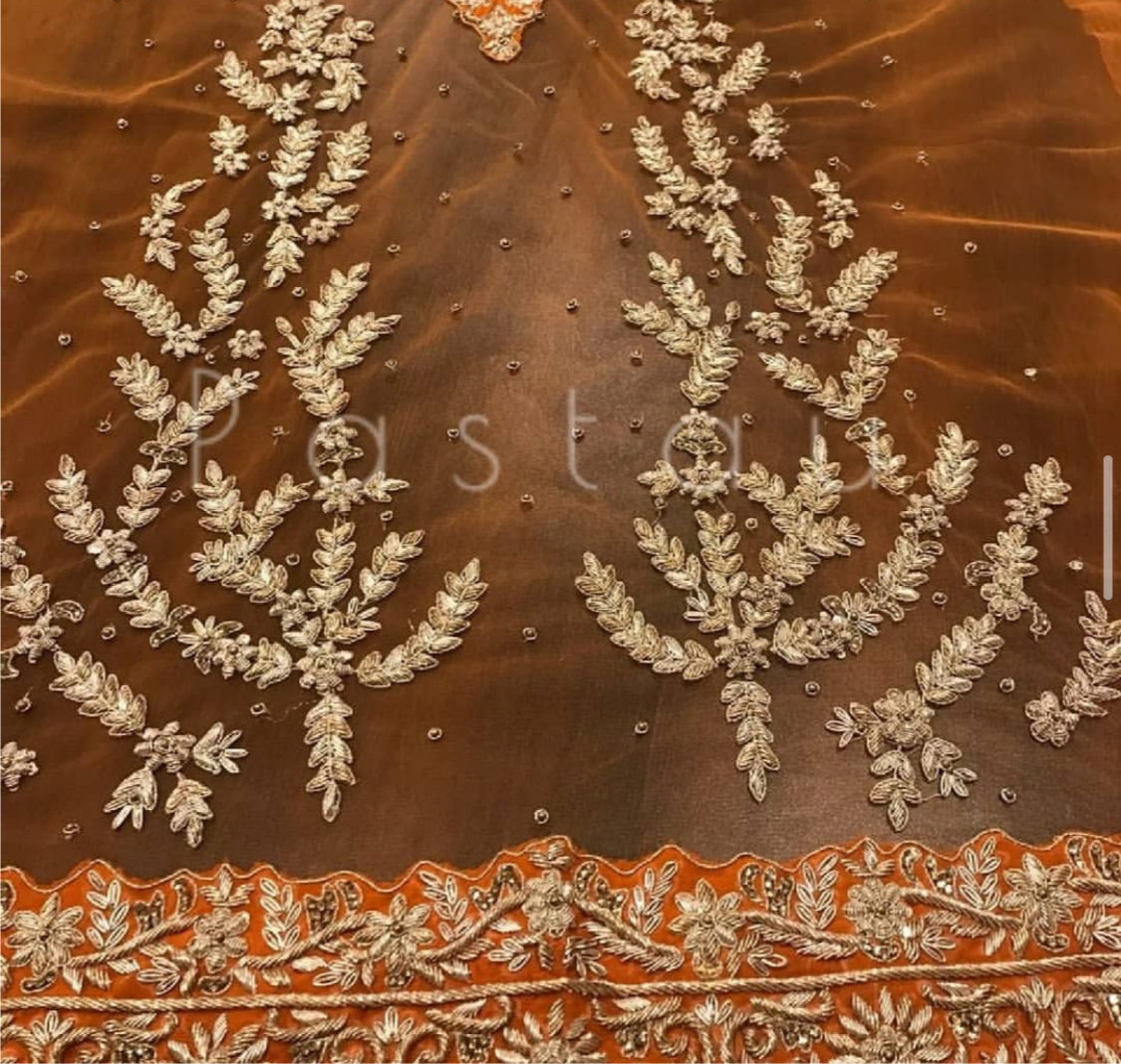 Hand embroidered suit unstitched - Pastau