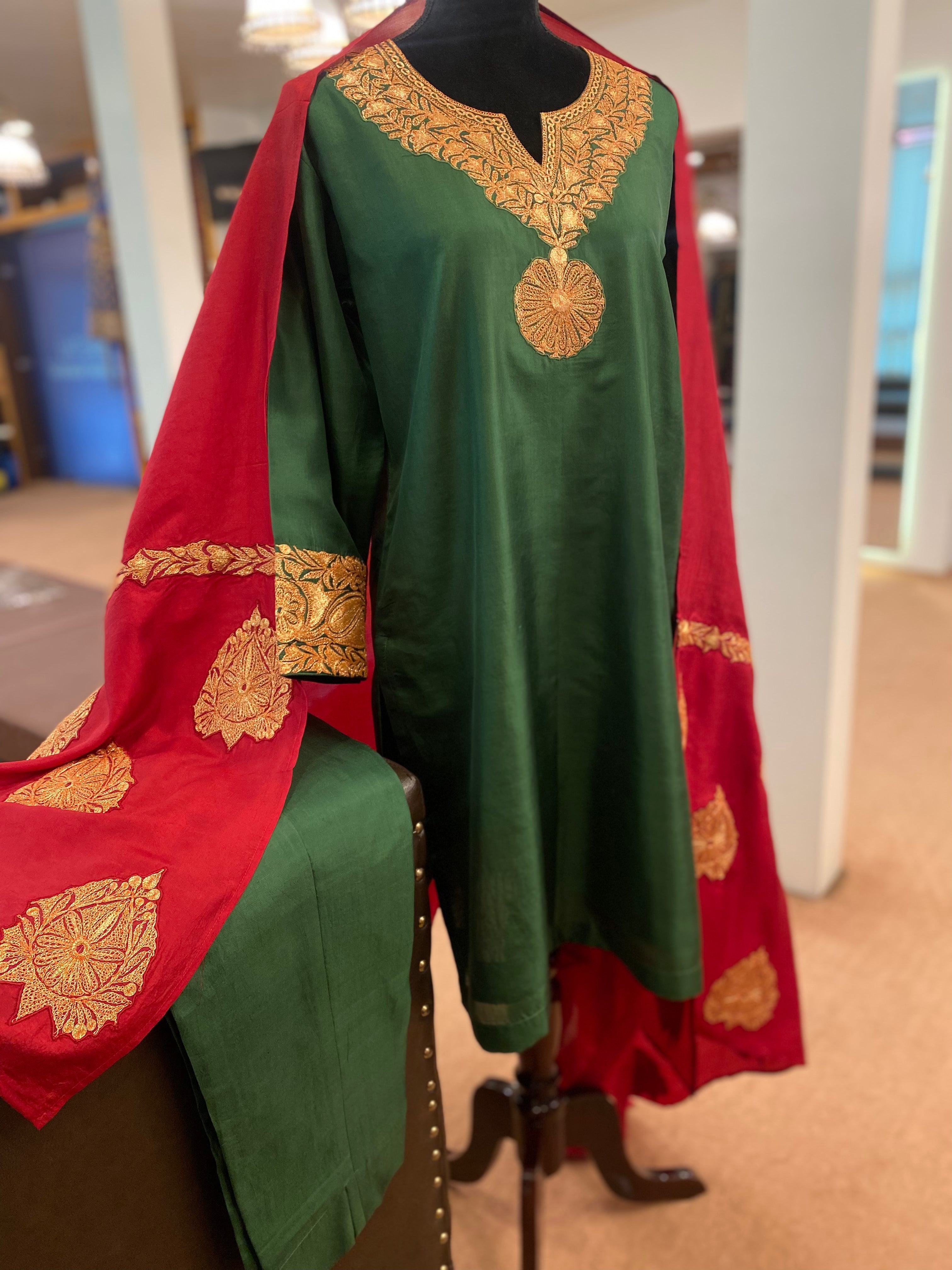 Pure silk tilla suit 3pc stitched