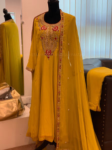 Handembroidered Anarakali 3pc dress stitched
