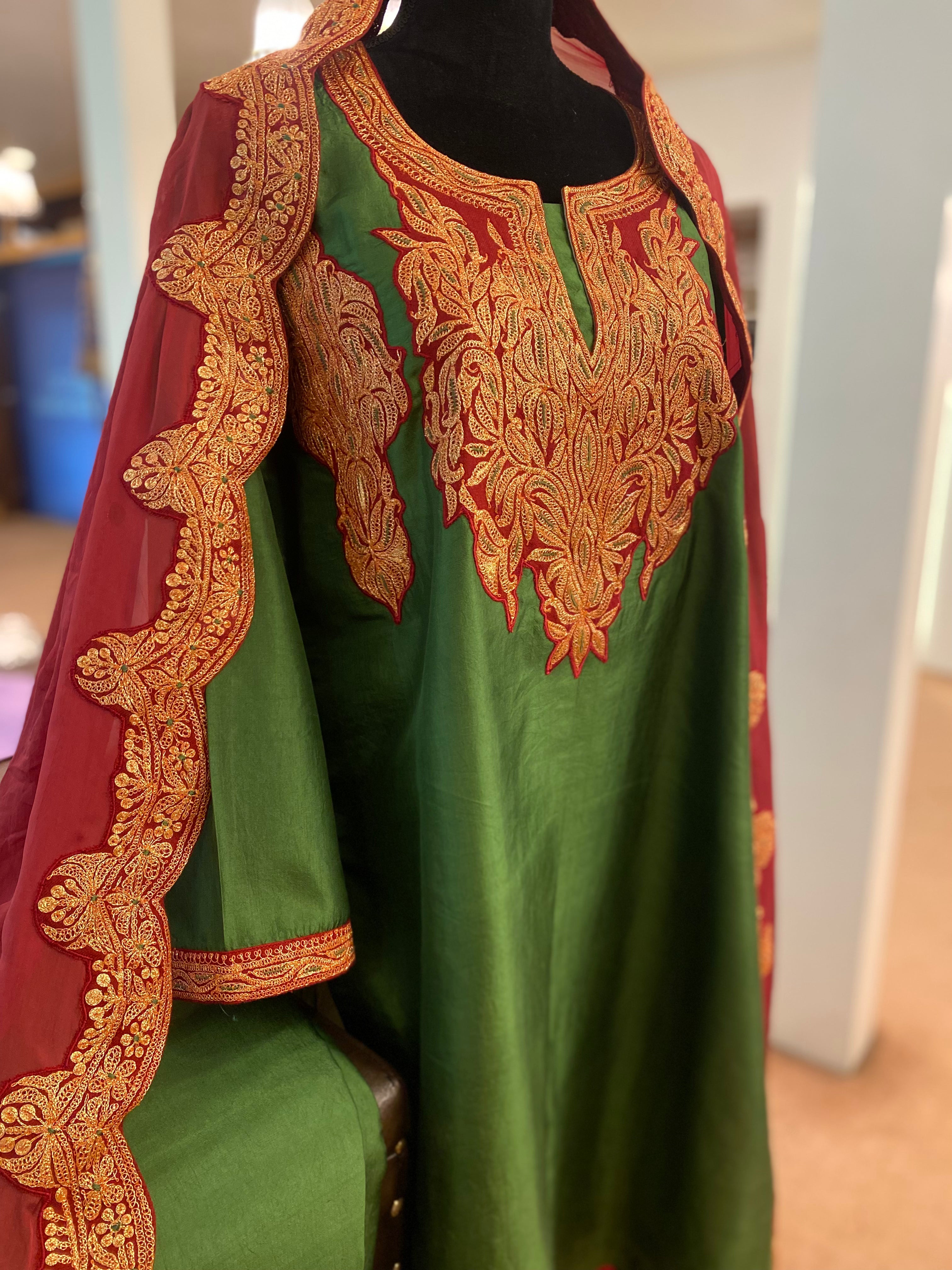 Pure silk tilla kurta set 3pc