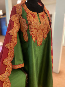 Pure silk tilla kurta set 3pc