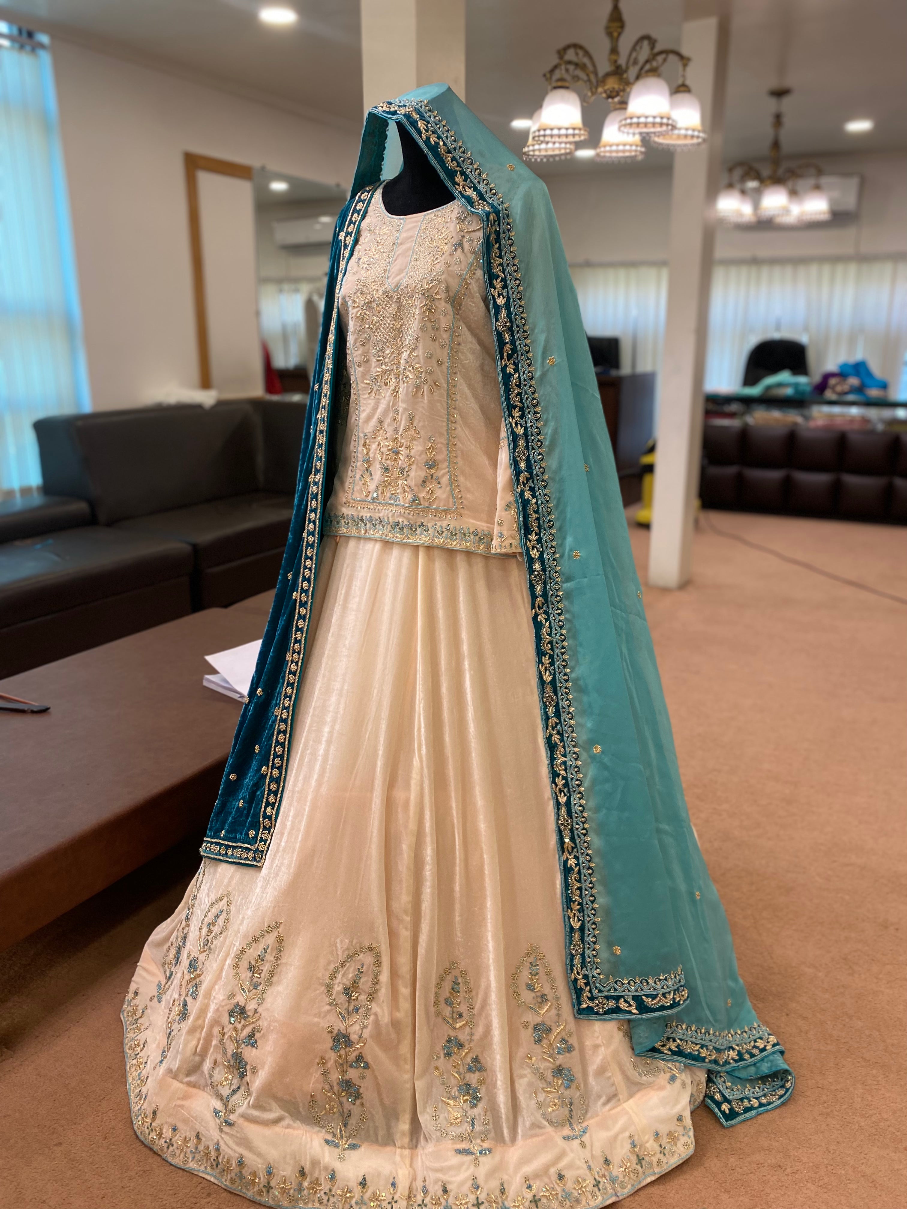 Hand embroidered bridal lehanga
