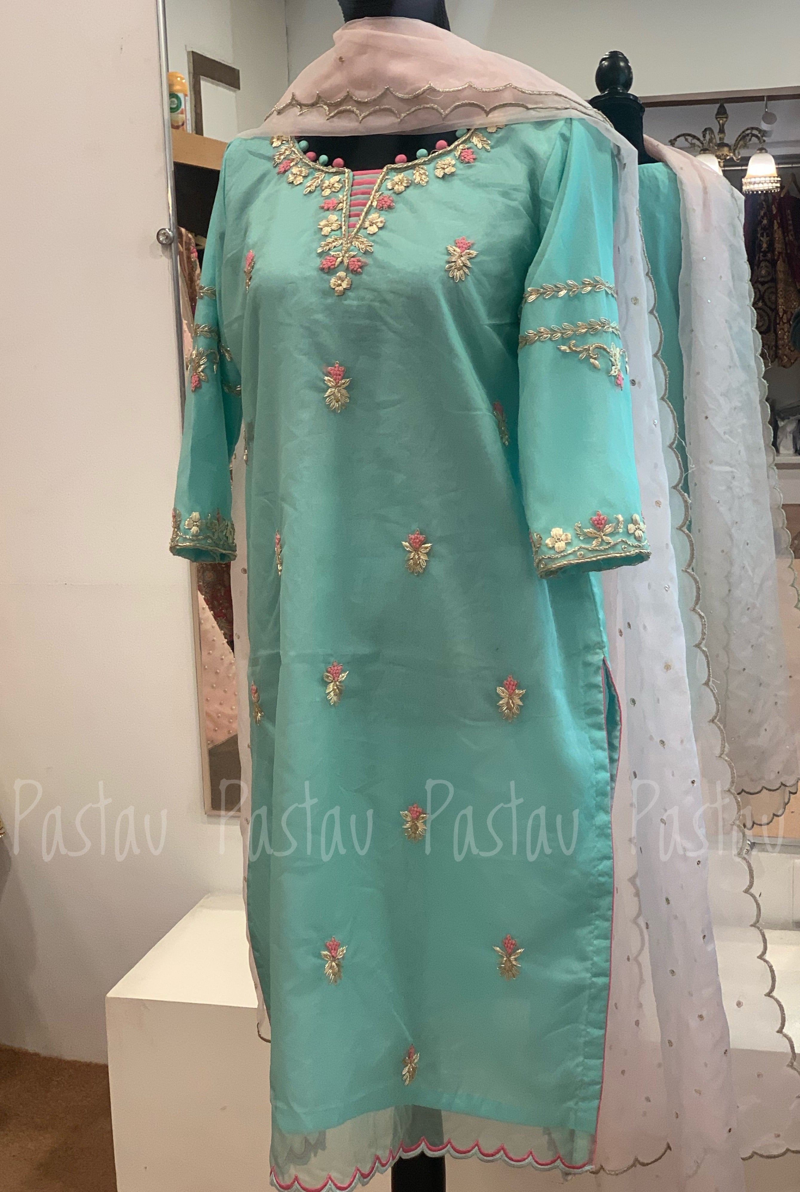 Hand embroidered kurti and duppata