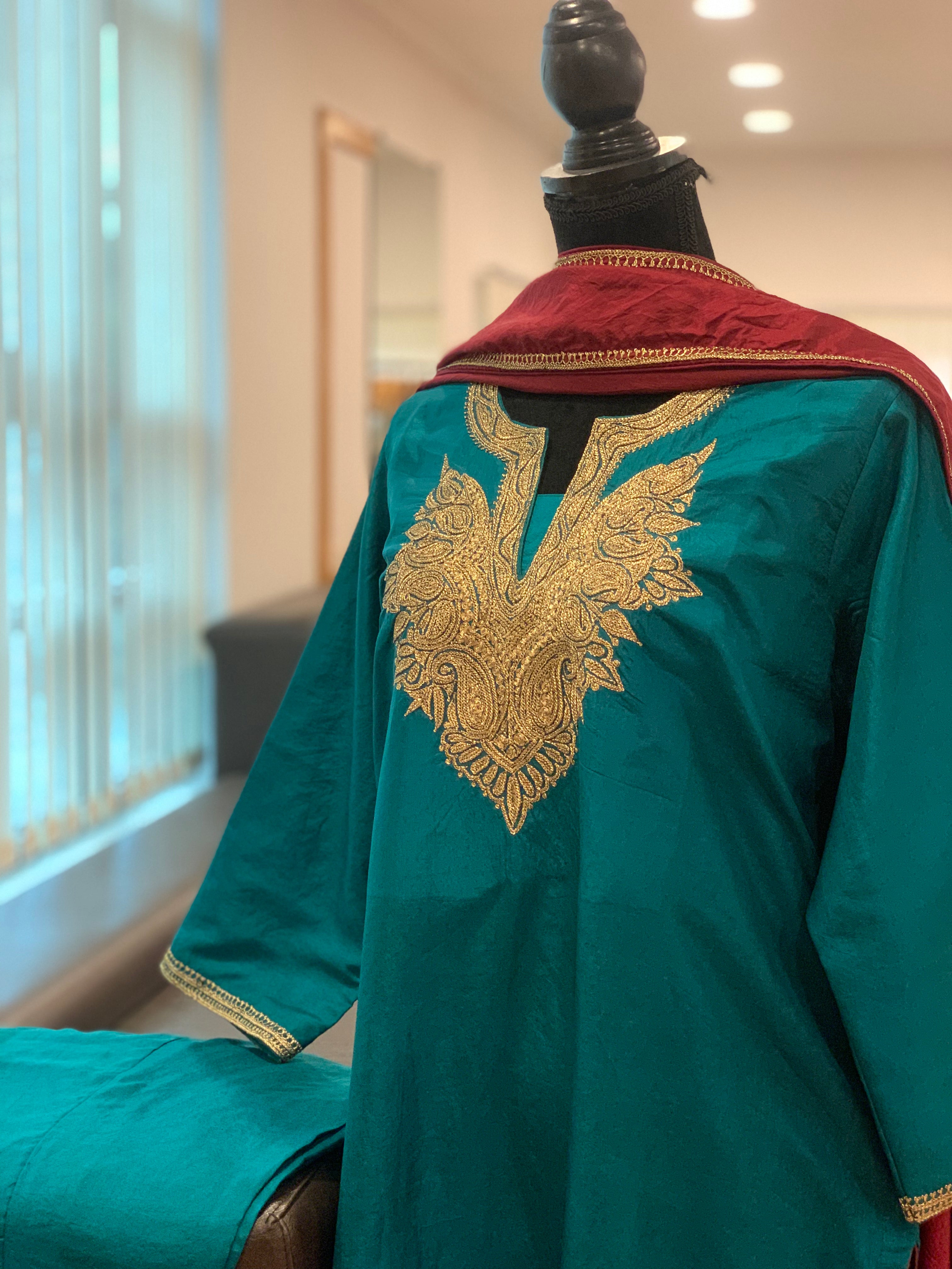 Hand Tilla pure silk 3pc stitched with Hand Tilla