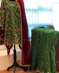 Hand embroidered Sharara Dress - Pastau
