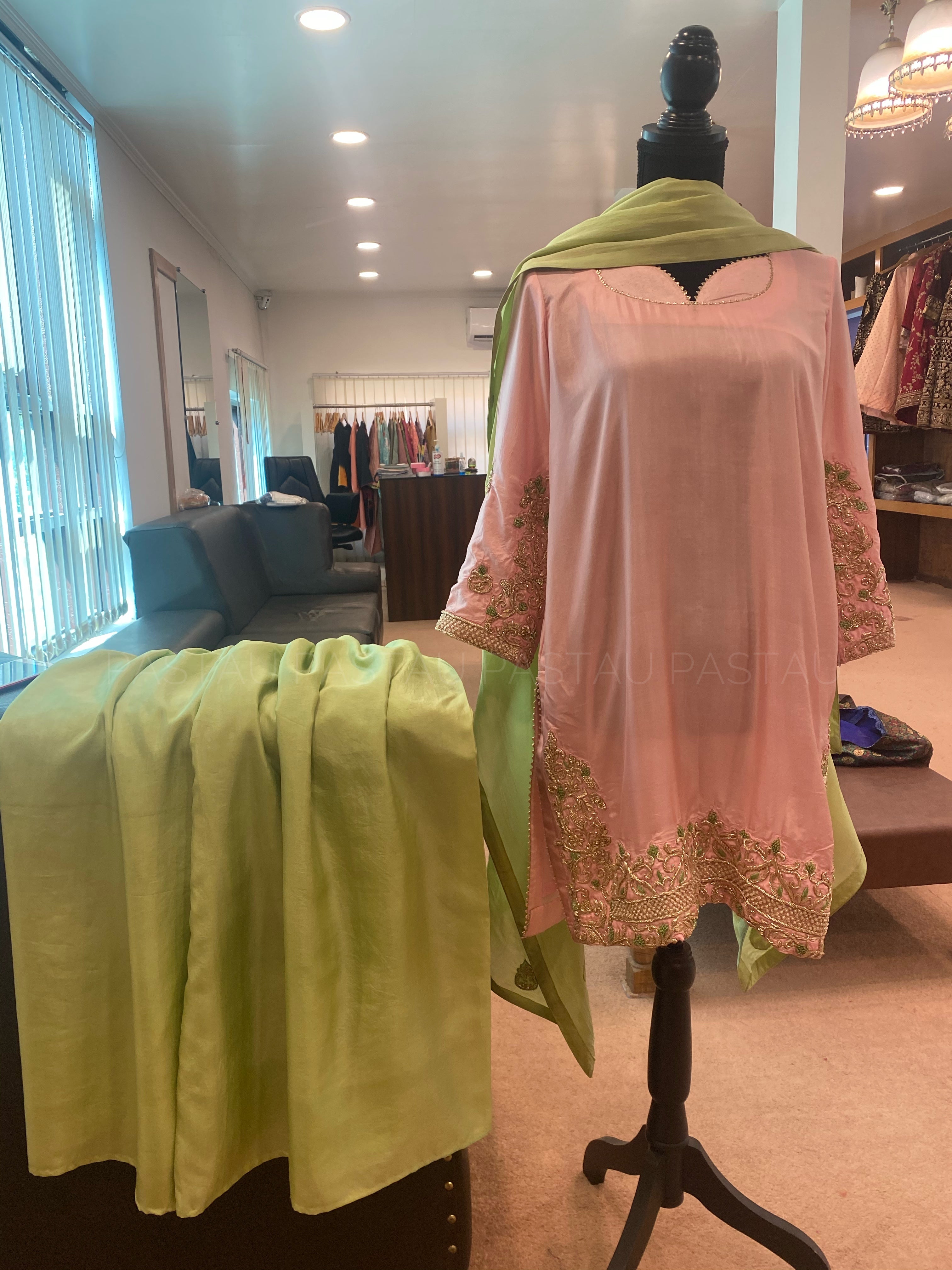 Pure silk handembroidered 3pc suit stitched