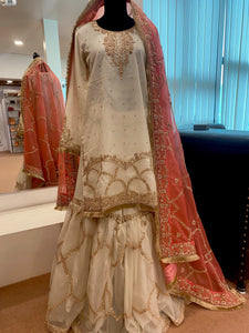Handembroidered Bridal Gharara dress