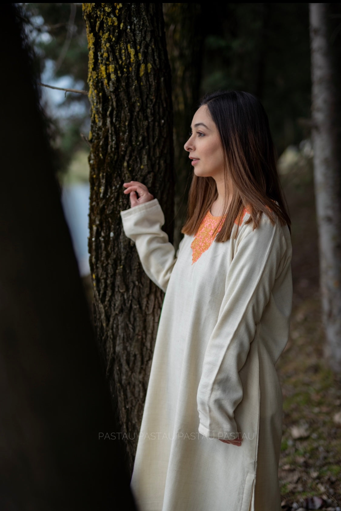 Pure pashmina and pure wool blend kurta set 2pc with Handcrafted Tilla