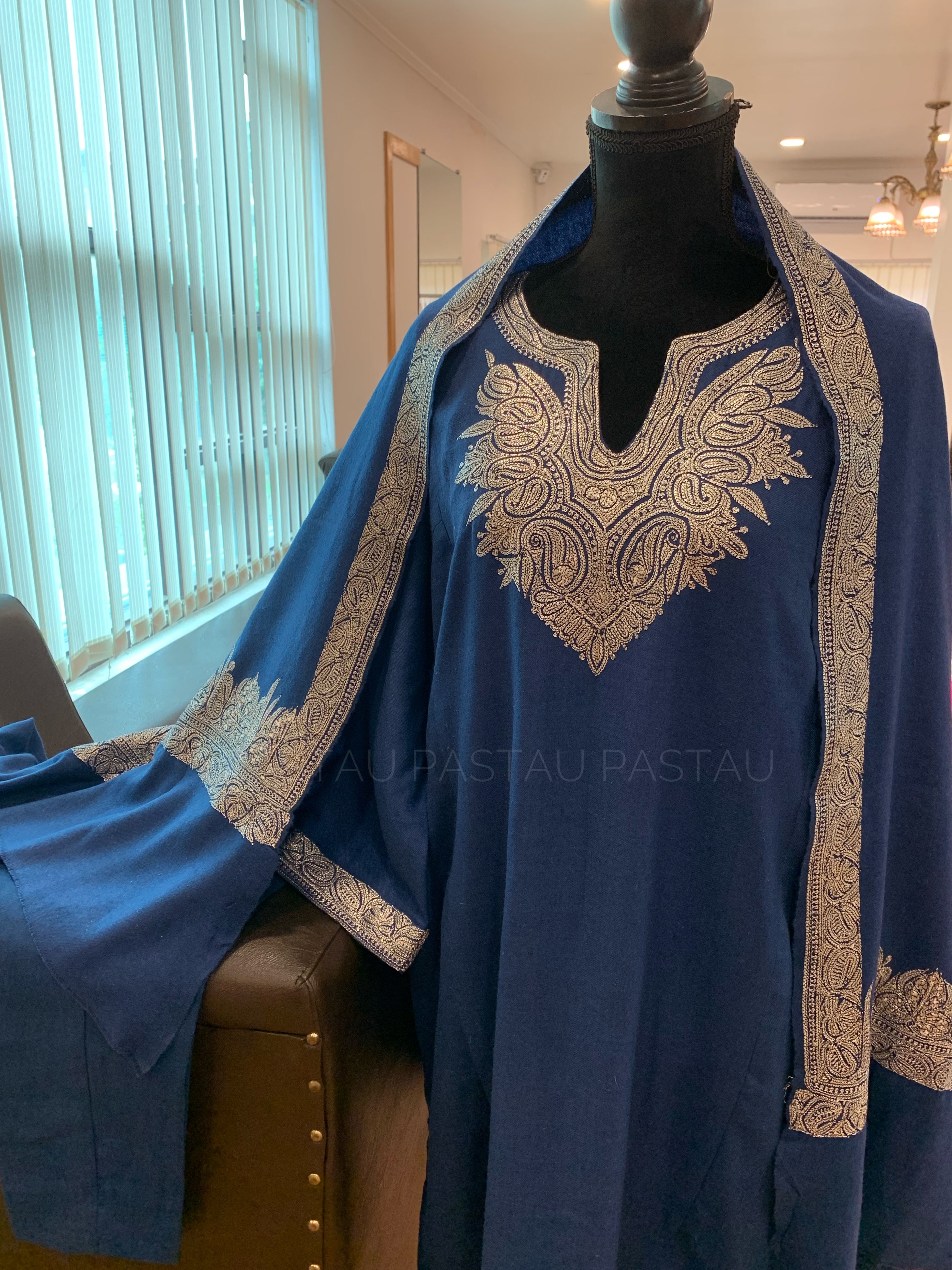 Hand Tilla pashmina wool blend 3pc dress stitched