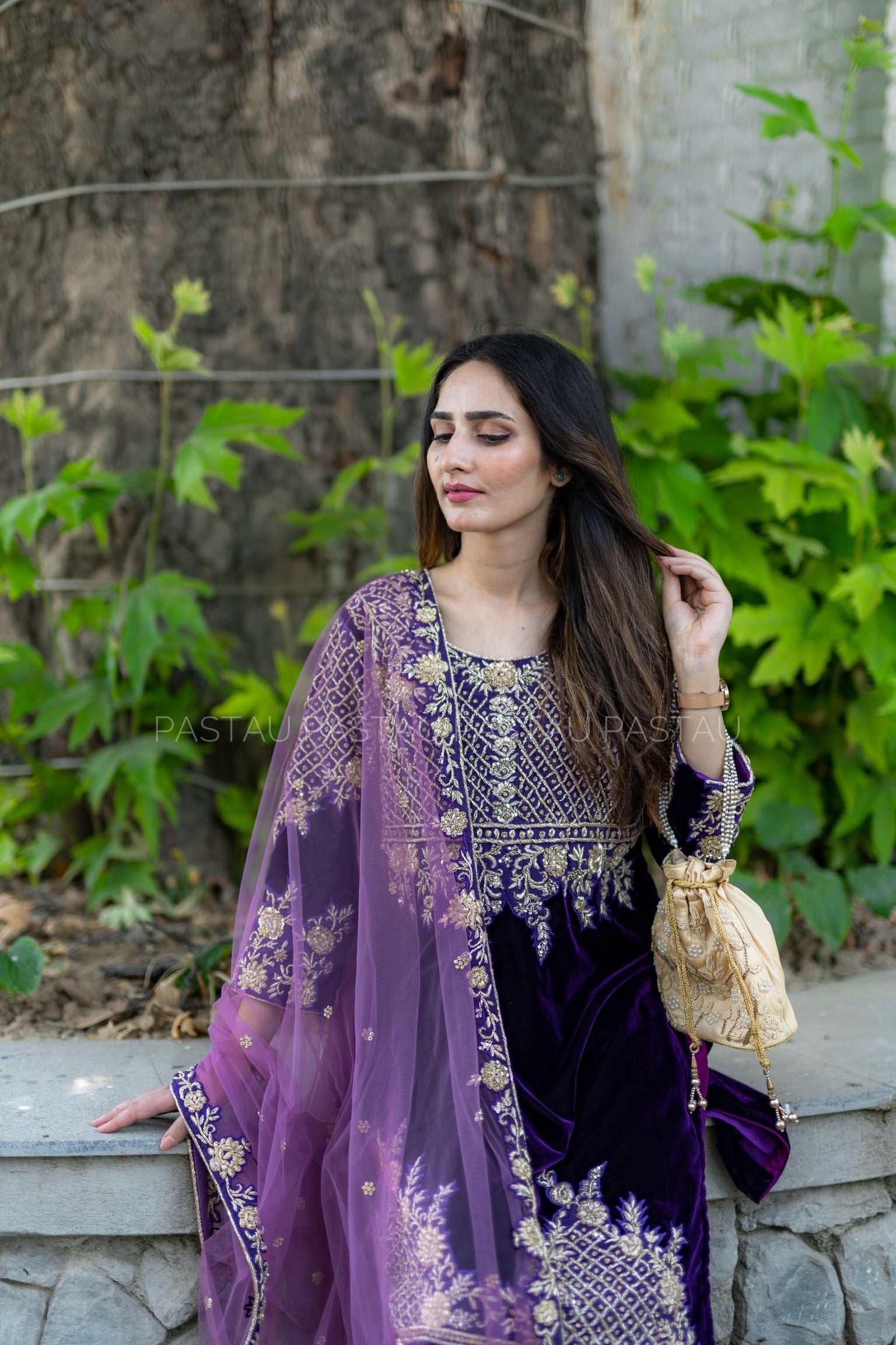 Hand embroidered 3pc suit stitched