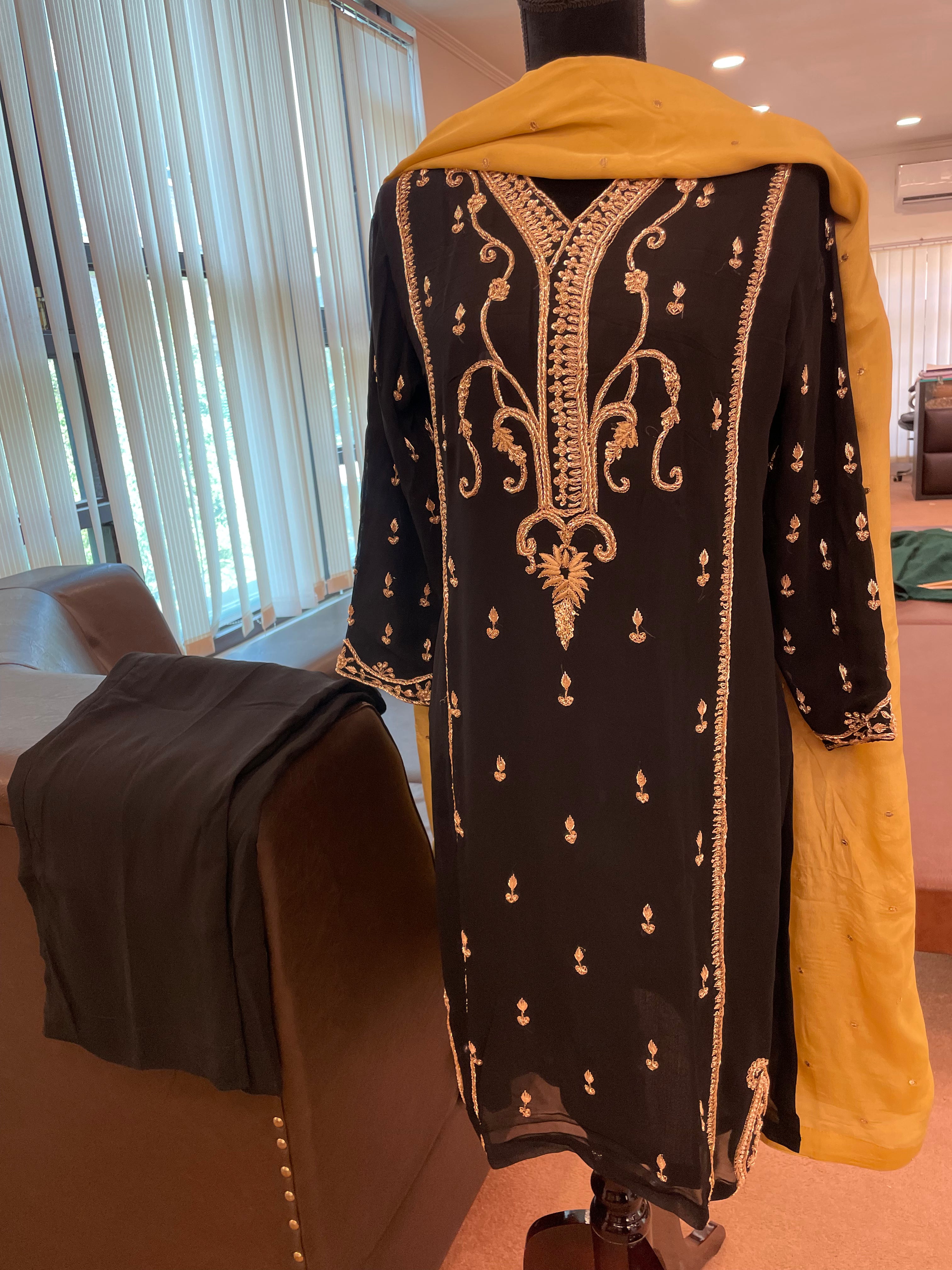 Black handembroidered suit
