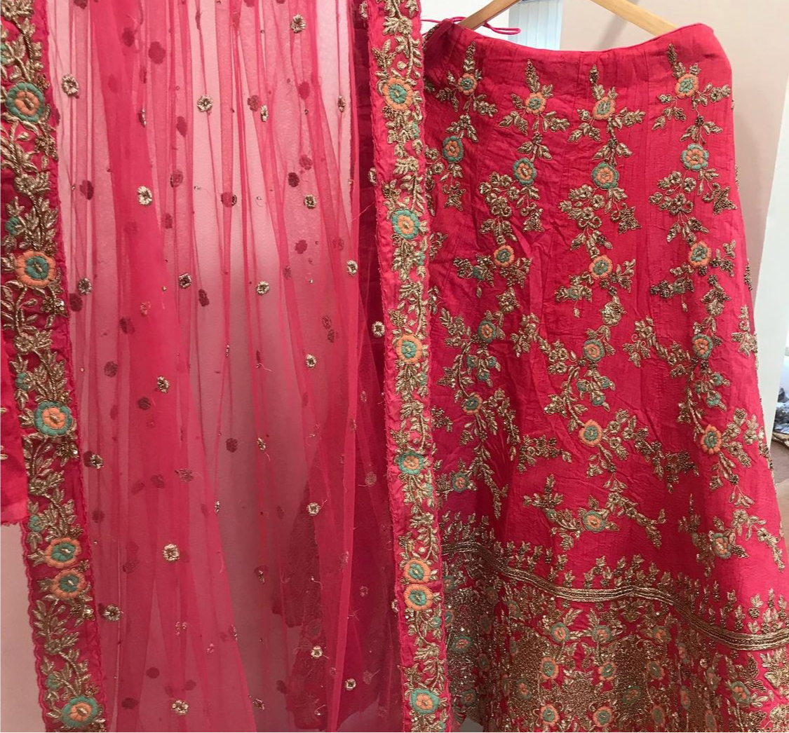 Hand embroidered Bridal Lehanga - Pastau