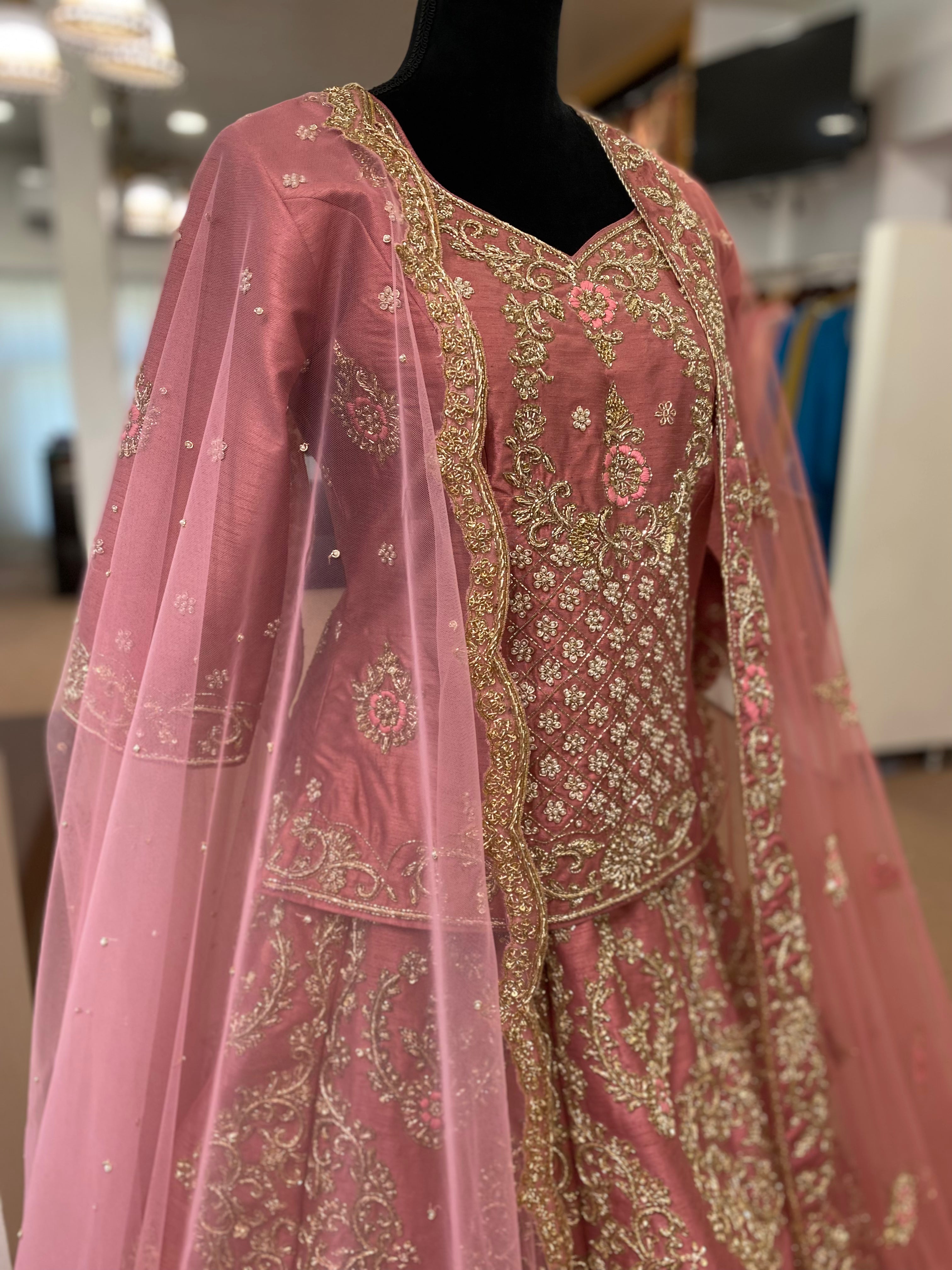 Hand embroidered Bridal Lehanga with double duppata