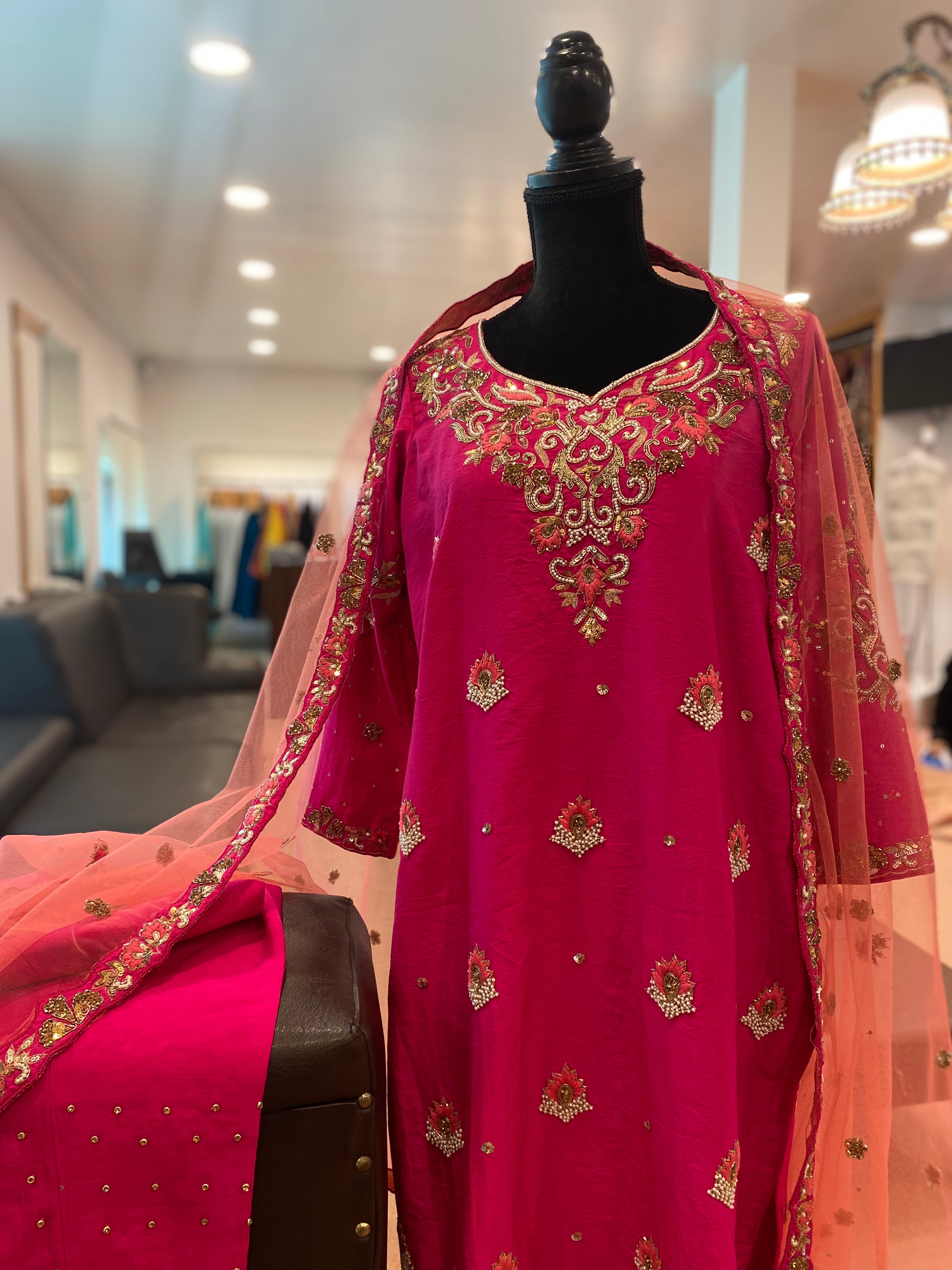 Hand embroidered 3pc suit stitched