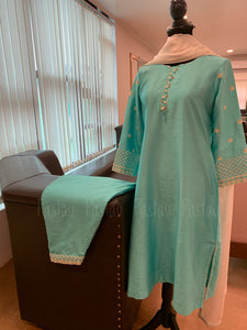 Hand embroidered 3pc suit stitched