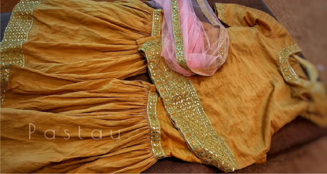 hand embroidered Gharara Dress - Pastau