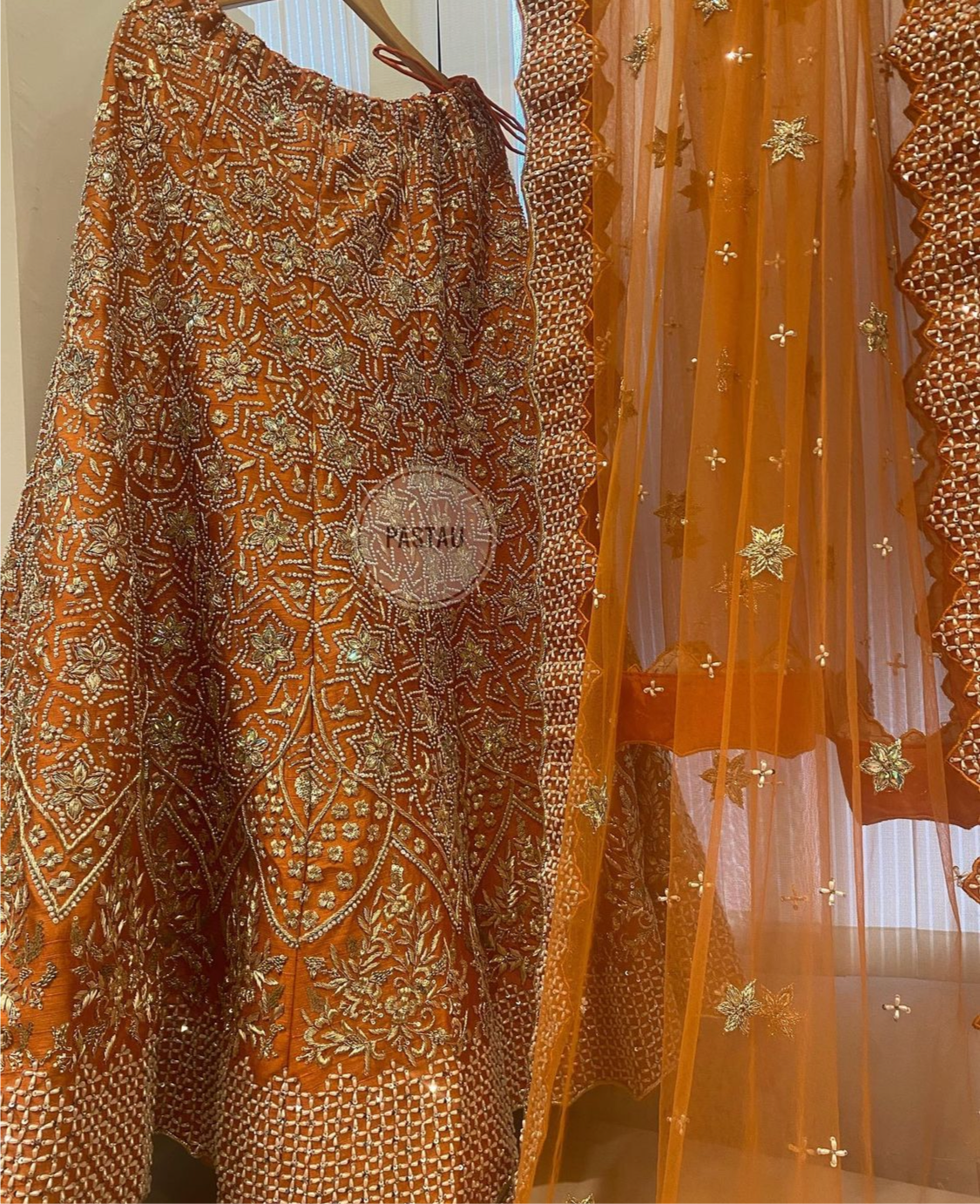 Hand embroidered Bridal Lehanga - Pastau