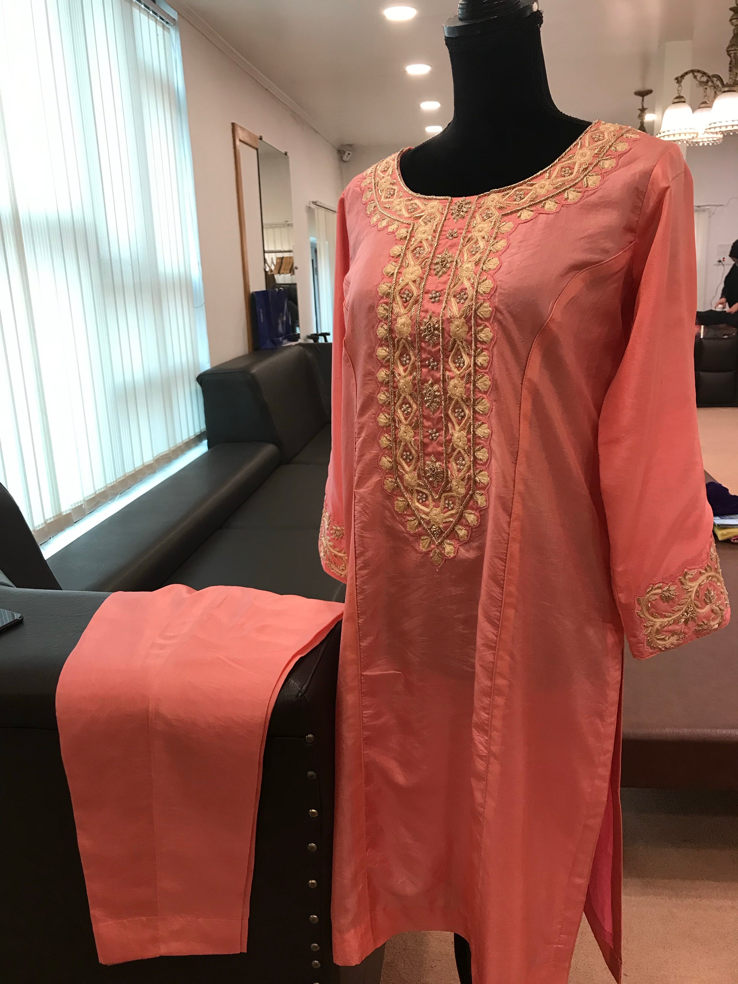 Handembroidered pure silk 2pc stitched