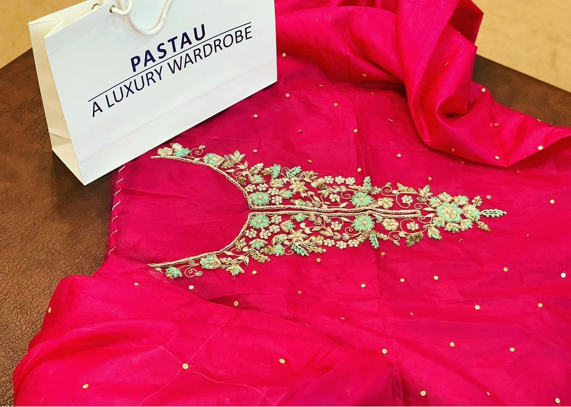 Handembroidered kurti and duppata unstitched - Pastau