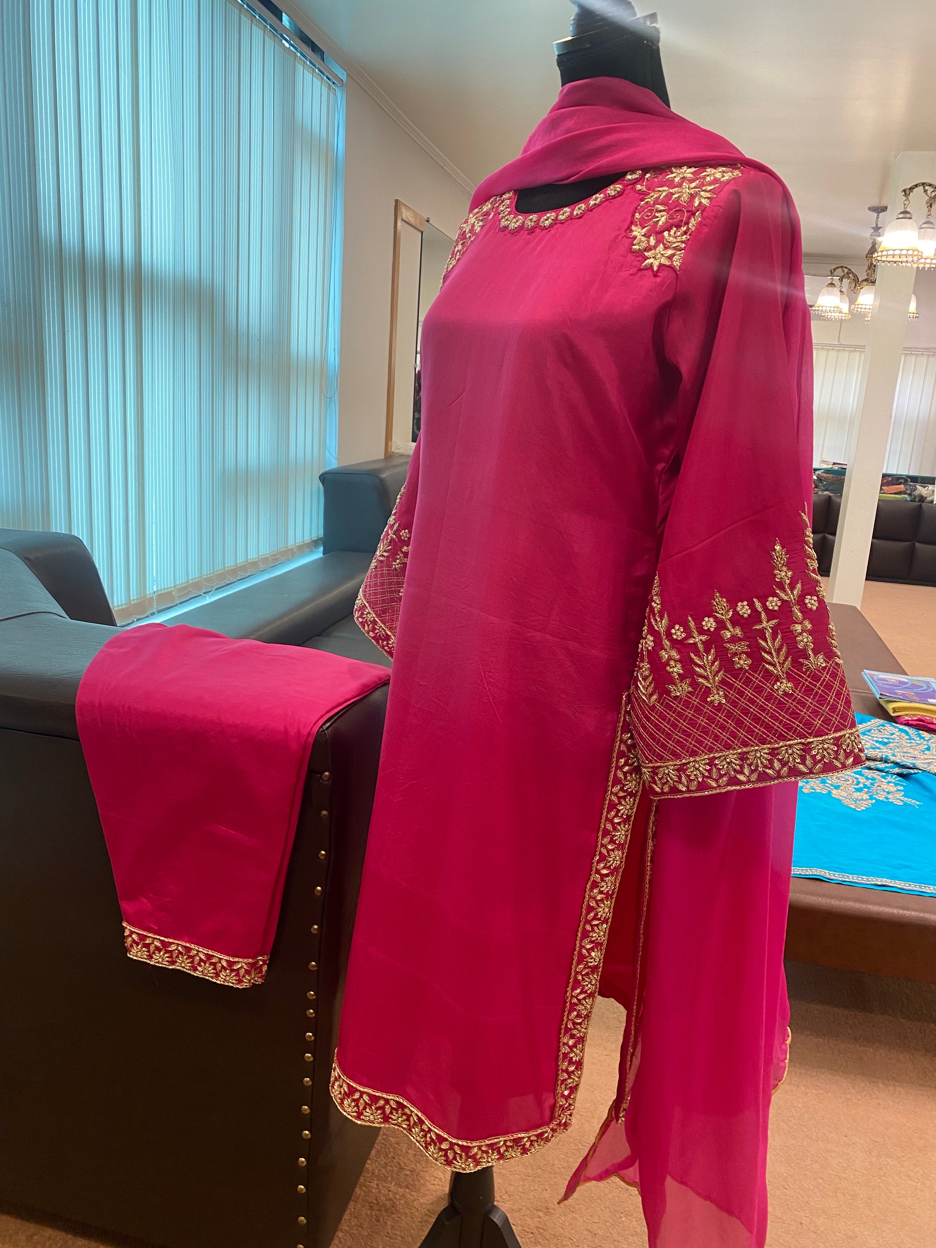 Handembroidered puresilk dress