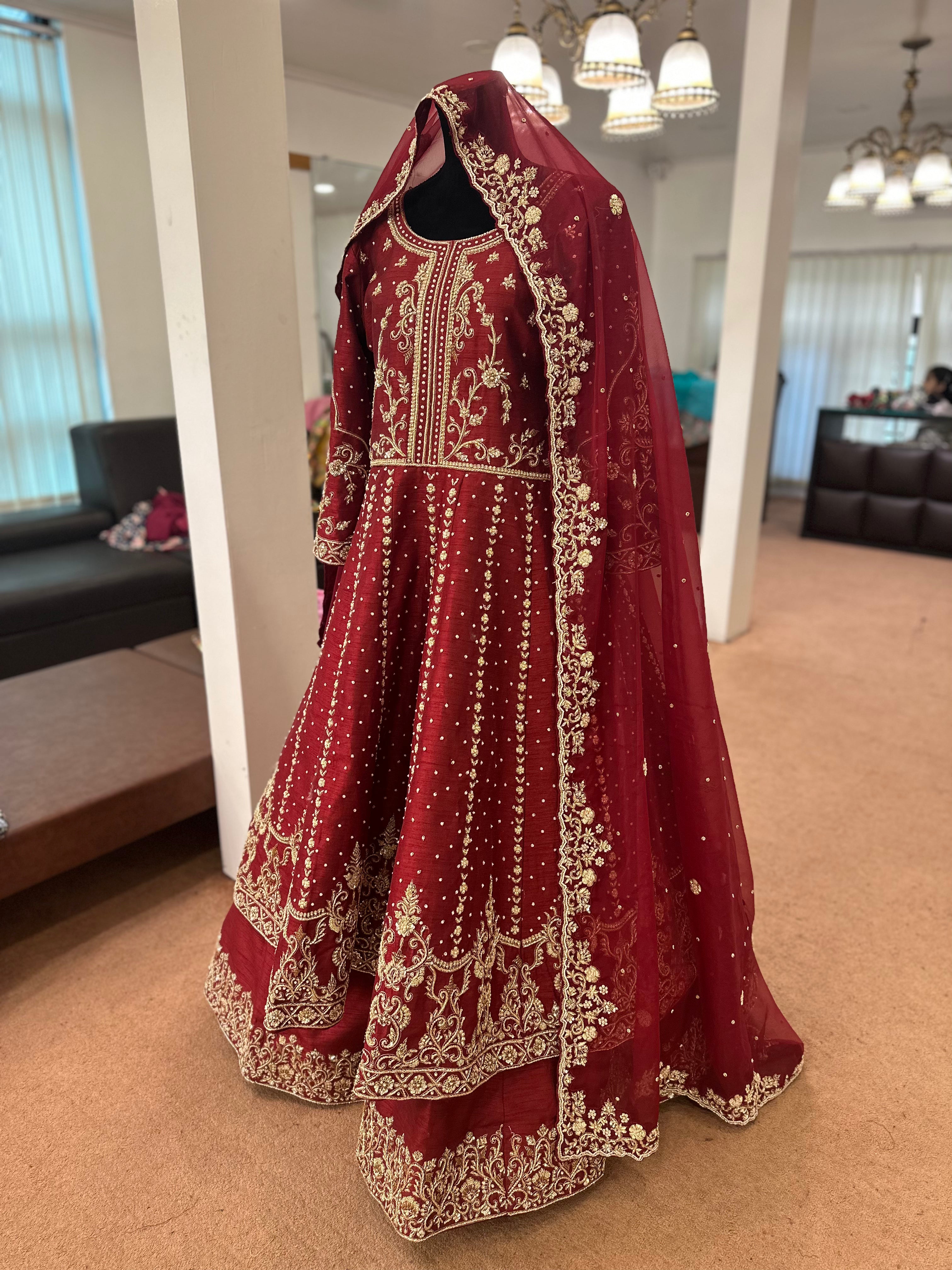 Hand embroidered bridal dress